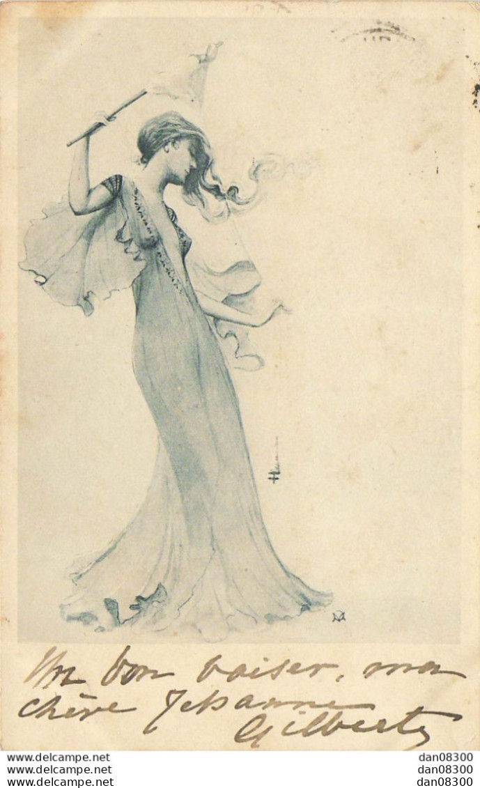 FEMME LIBRE EN ROBE TRANSPARENTE ILLUSTRATION GENRE MUCHA - Avant 1900