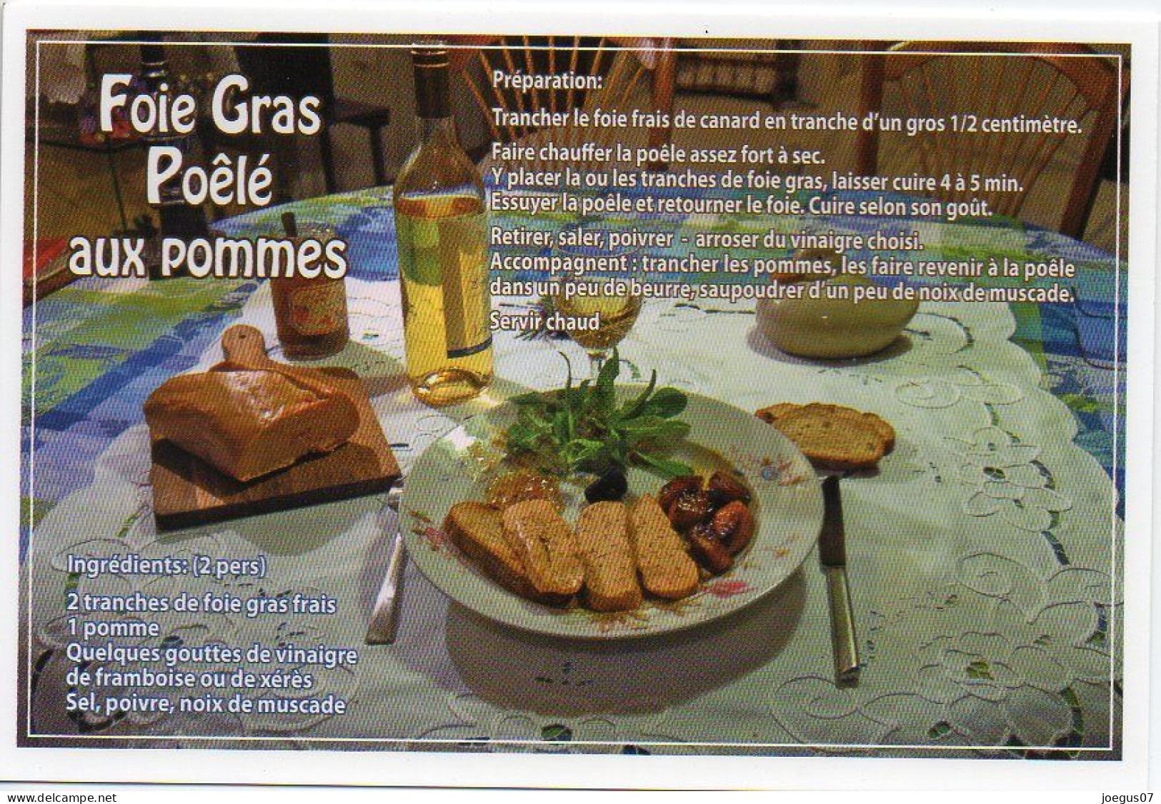 Recette Gourmande - FOIE GRAS POËLE AUX POMMES - Editions MARCOU N° 24D1102 - Recettes (cuisine)