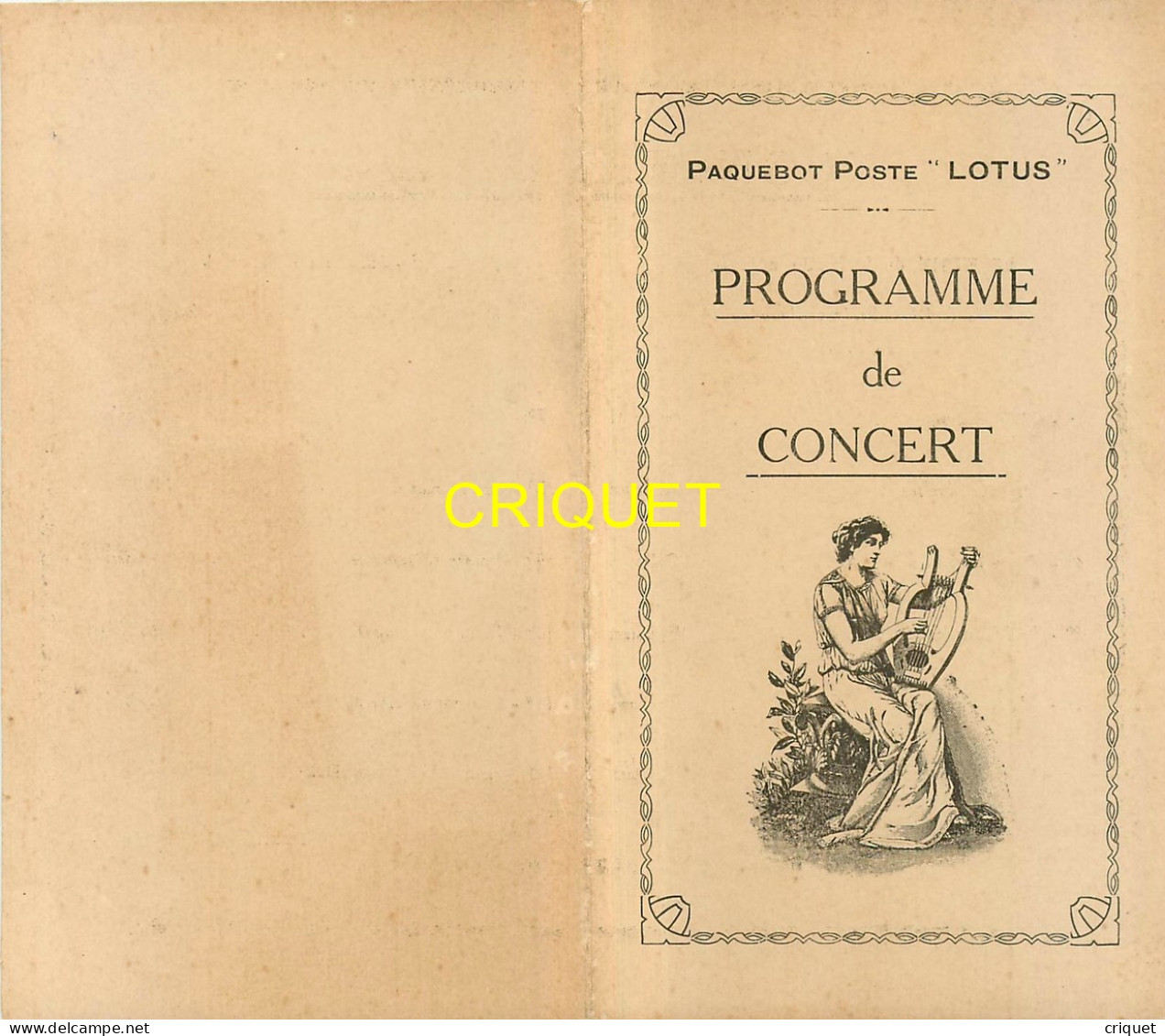 Paquebot Poste Lotus, Programme Du Concert Du 11 Février 1929 - Programmes