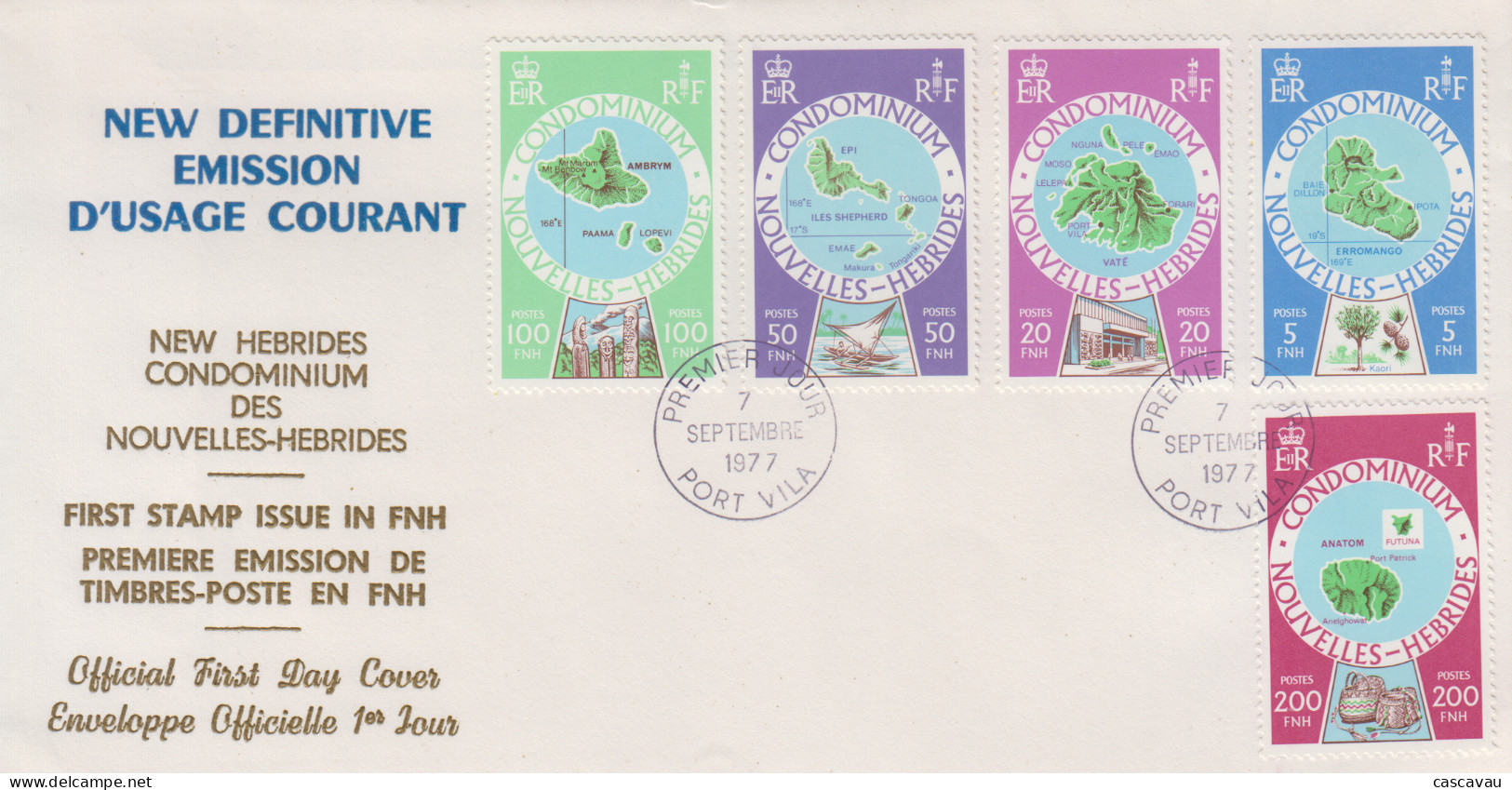 Enveloppe  FDC  1er Jour   NOUVELLES  HEBRIDES   Cartographie   Des  Iles  1977 - FDC