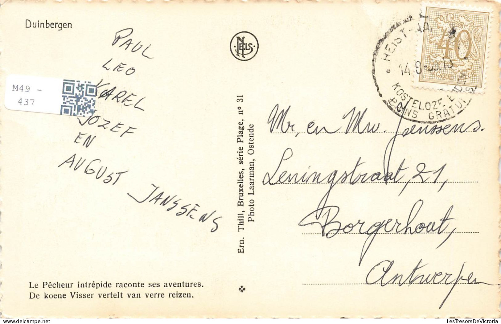 BELGIQUE - Knokke - Duinbergen - Le Pêcheur Intrépide Raconte Ses Aventures - Carte Postale Ancienne - Knokke