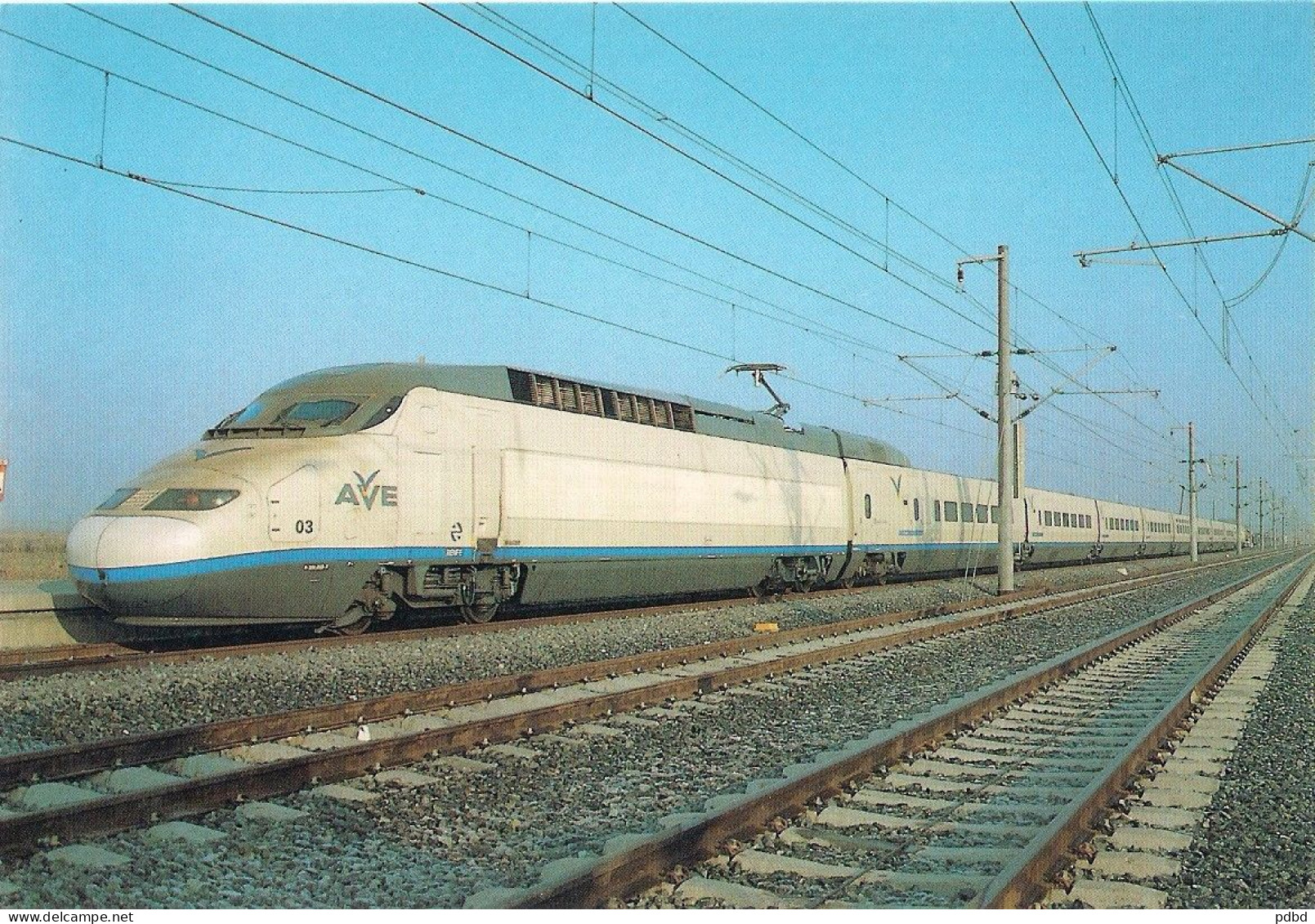 TGV 17  . AVE . TGV Espagnol . 2 CPM . Rame 01 .1997 . Plaisir Grignon . 13 11 1991 . Essais . Espagne . Baliziaux . - Trains