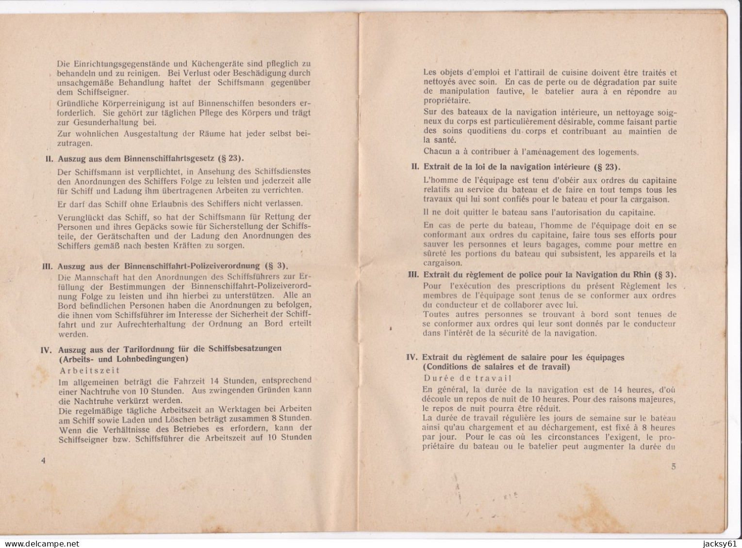 Réglement De Bord Pour Les Travailleurs Français De La Navigation Intérieure ( Berlin , Septembre 1943 ) - 1939-45