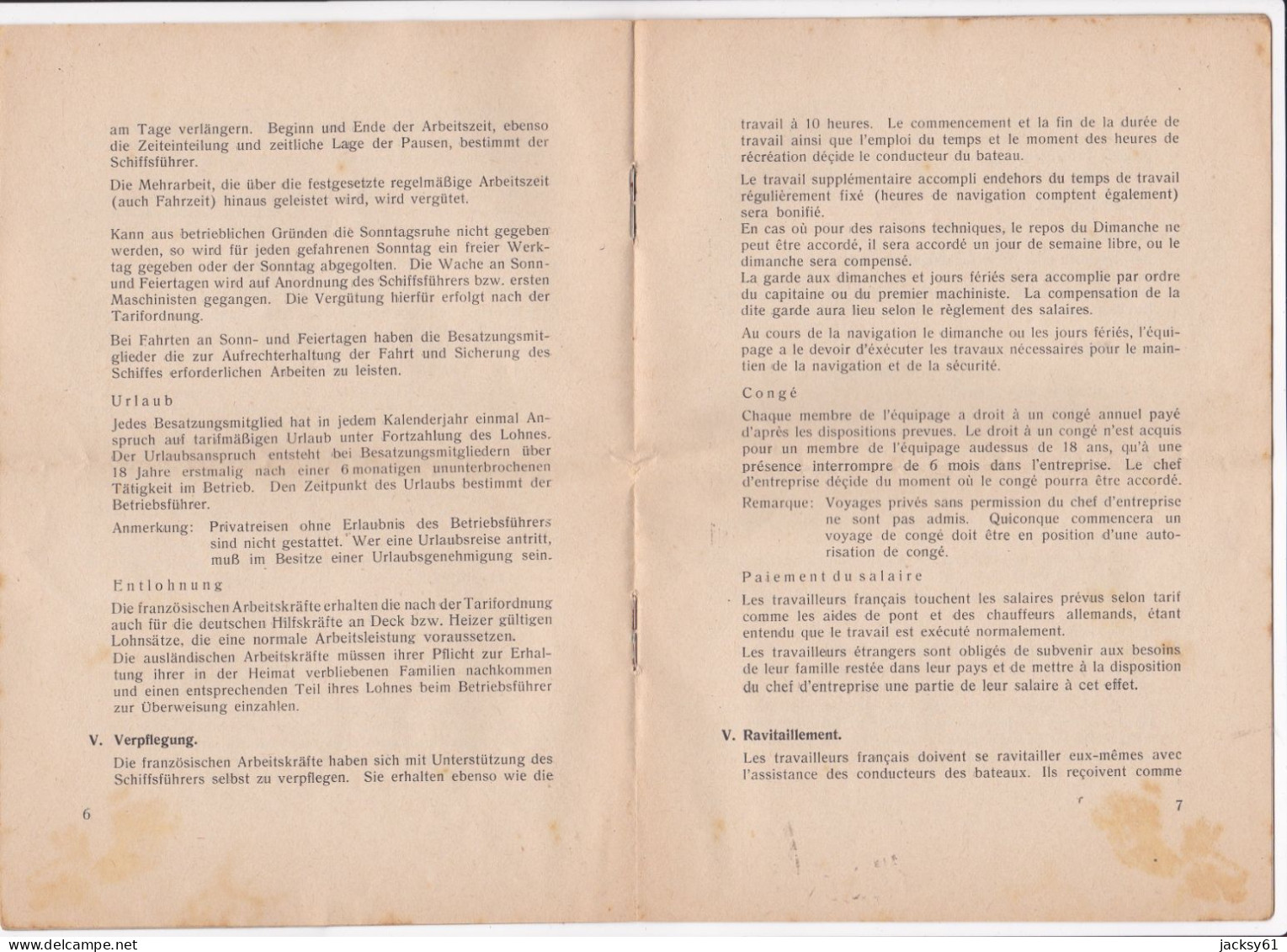 Réglement De Bord Pour Les Travailleurs Français De La Navigation Intérieure ( Berlin , Septembre 1943 ) - 1939-45