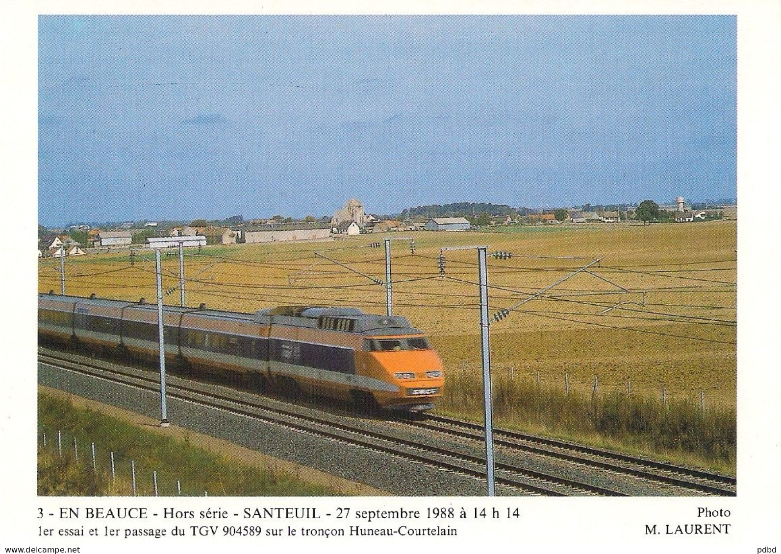 TGV 18  . Sud-Est . En Beauce . Santeuil . 1988 . TGV 904589 . 27 09 1998 . N°3 . - Trains