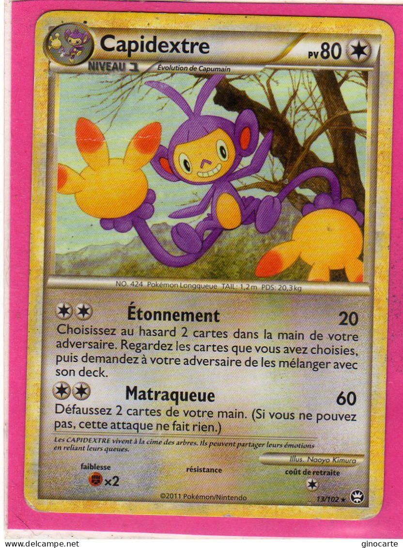 Carte Pokemon Francaise 2011 Heart Gold Triomphe 13/102 Capidextre 80pv Usagé - HeartGold SoulSilver