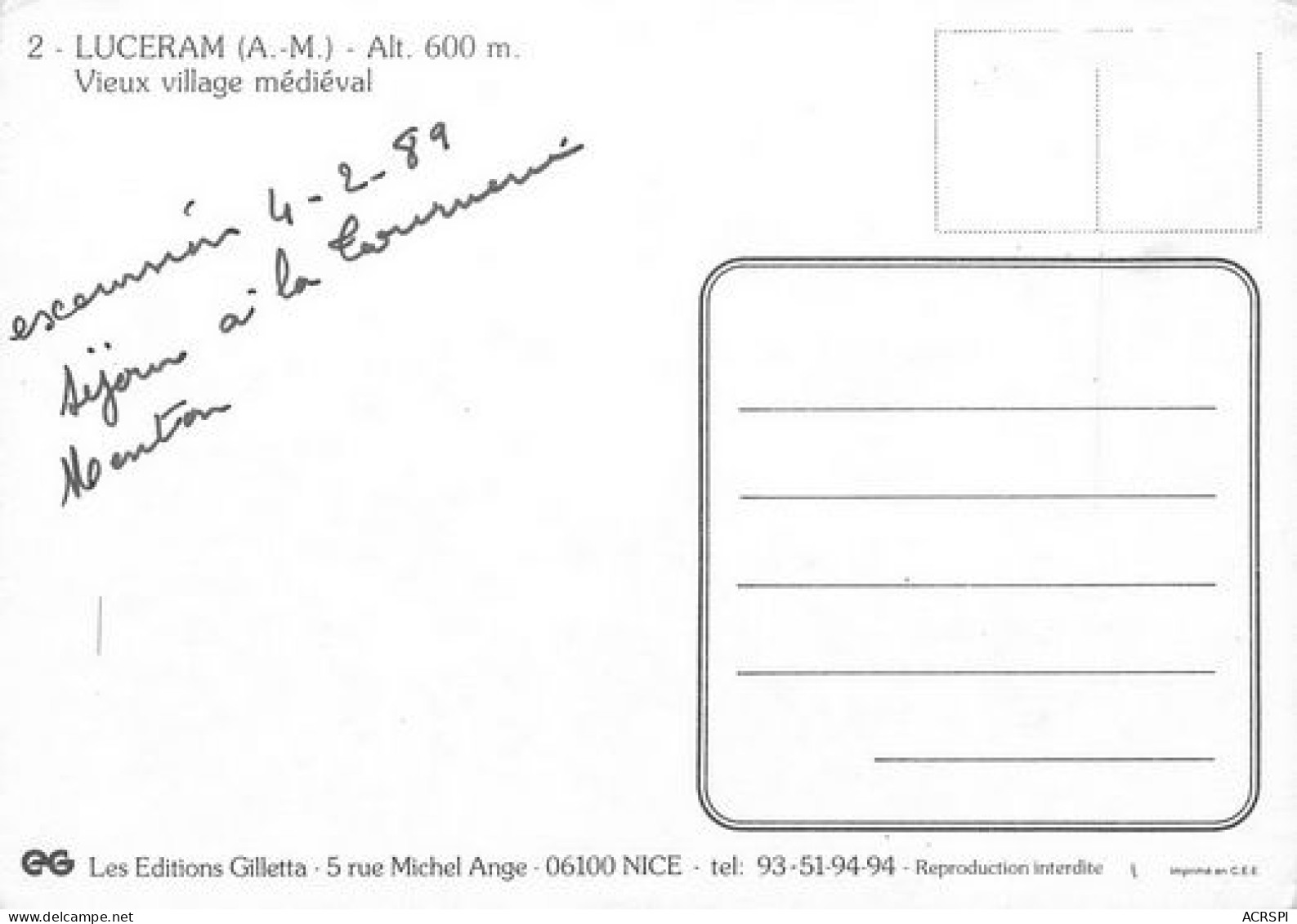 LUCERAM  Vue  Générale  11  (scan Recto-verso)MA2118Bis - Lucéram