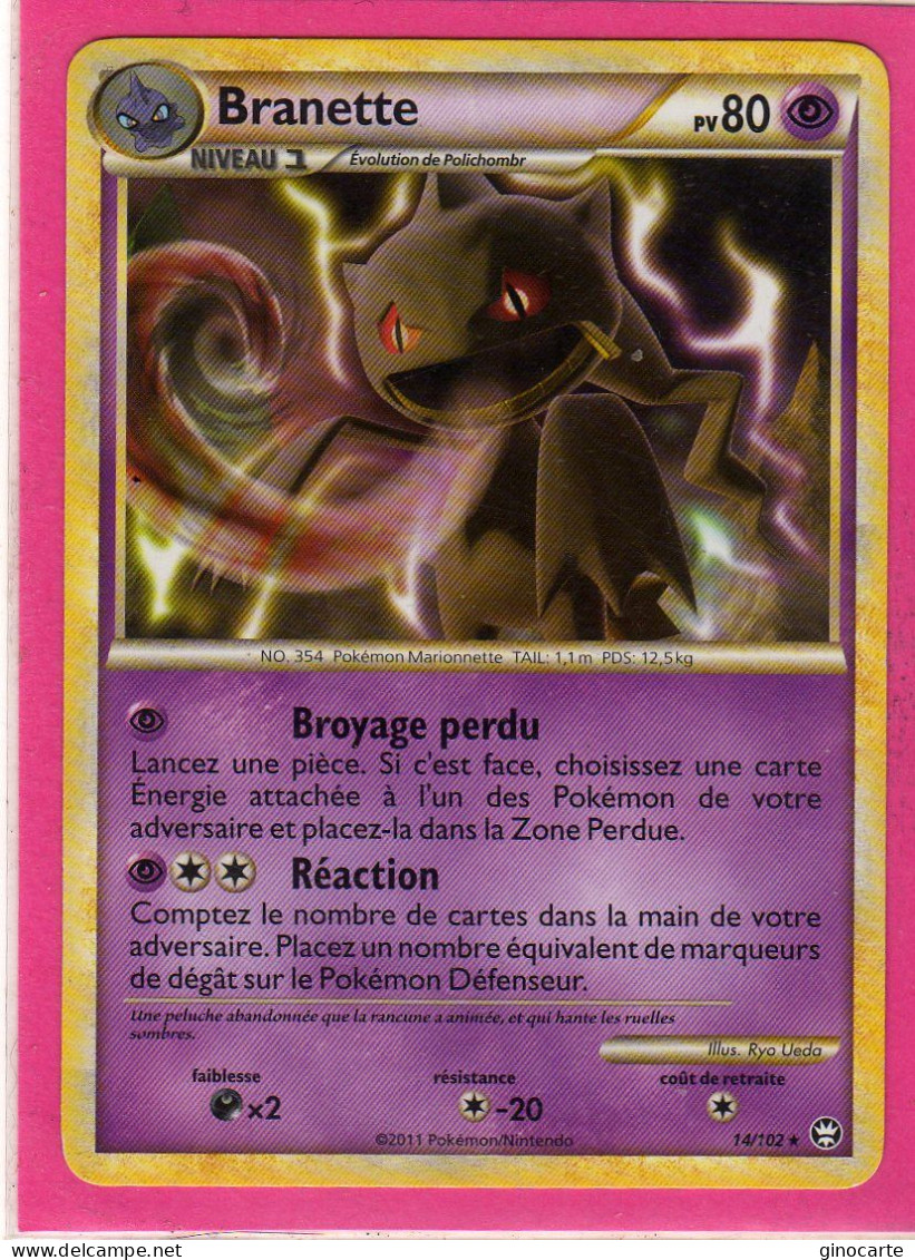 Carte Pokemon Francaise 2011 Heart Gold Triomphe 14/102 Branette 80pv Bon Etat - HeartGold SoulSilver