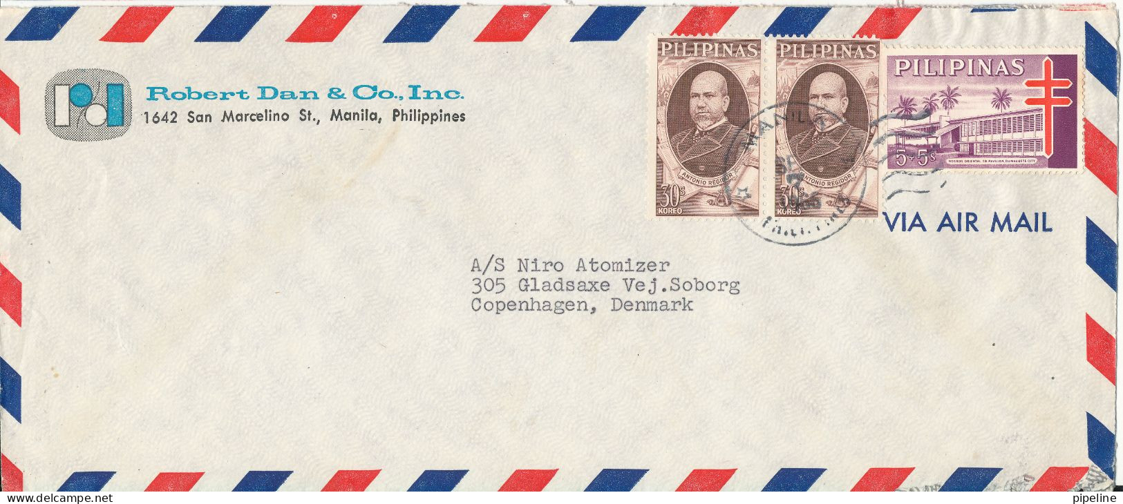 Philippines Air Mail Cover Sent To Denmark 3-9-1966 Topic Stamps - Filippine
