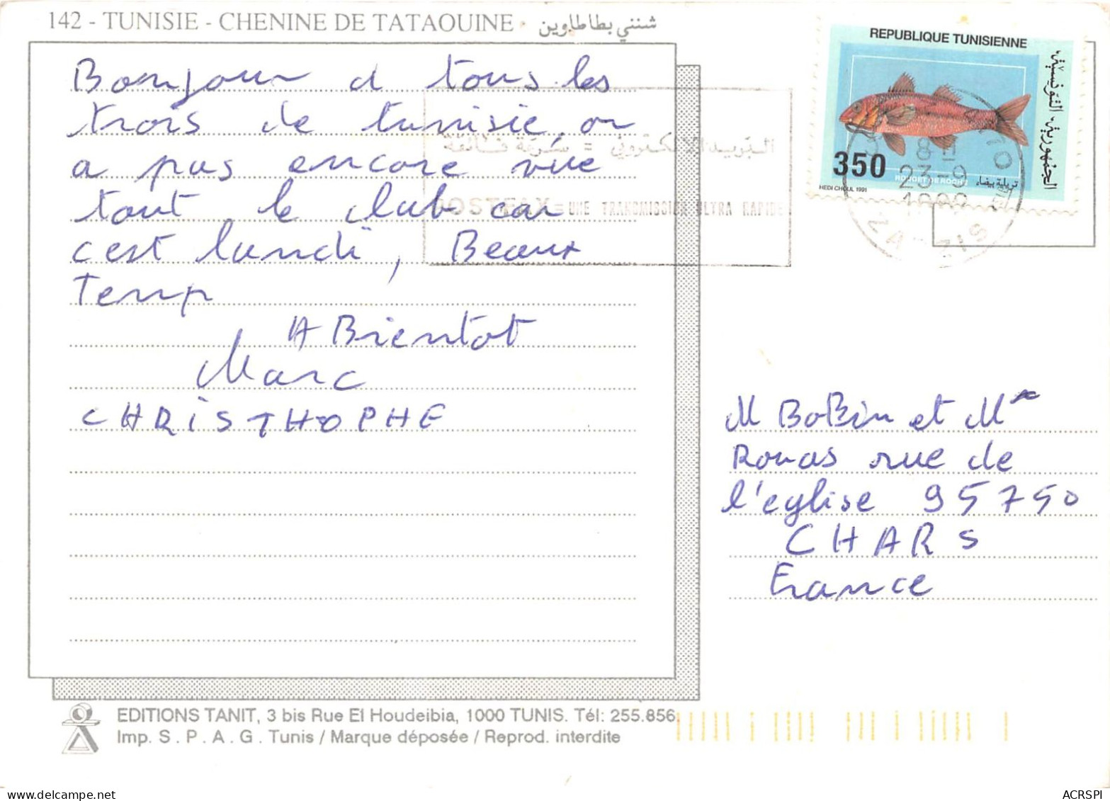 TUNISIE Chenine De Tataouine 30(scan Recto-verso) MA2163 - Tunisia
