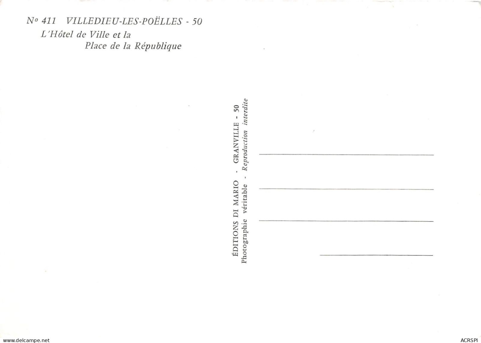VILLEDIEU LES POELES L Hotel De Ville Et La Place De La Republique 12(scan Recto-verso) MA2176 - Villedieu