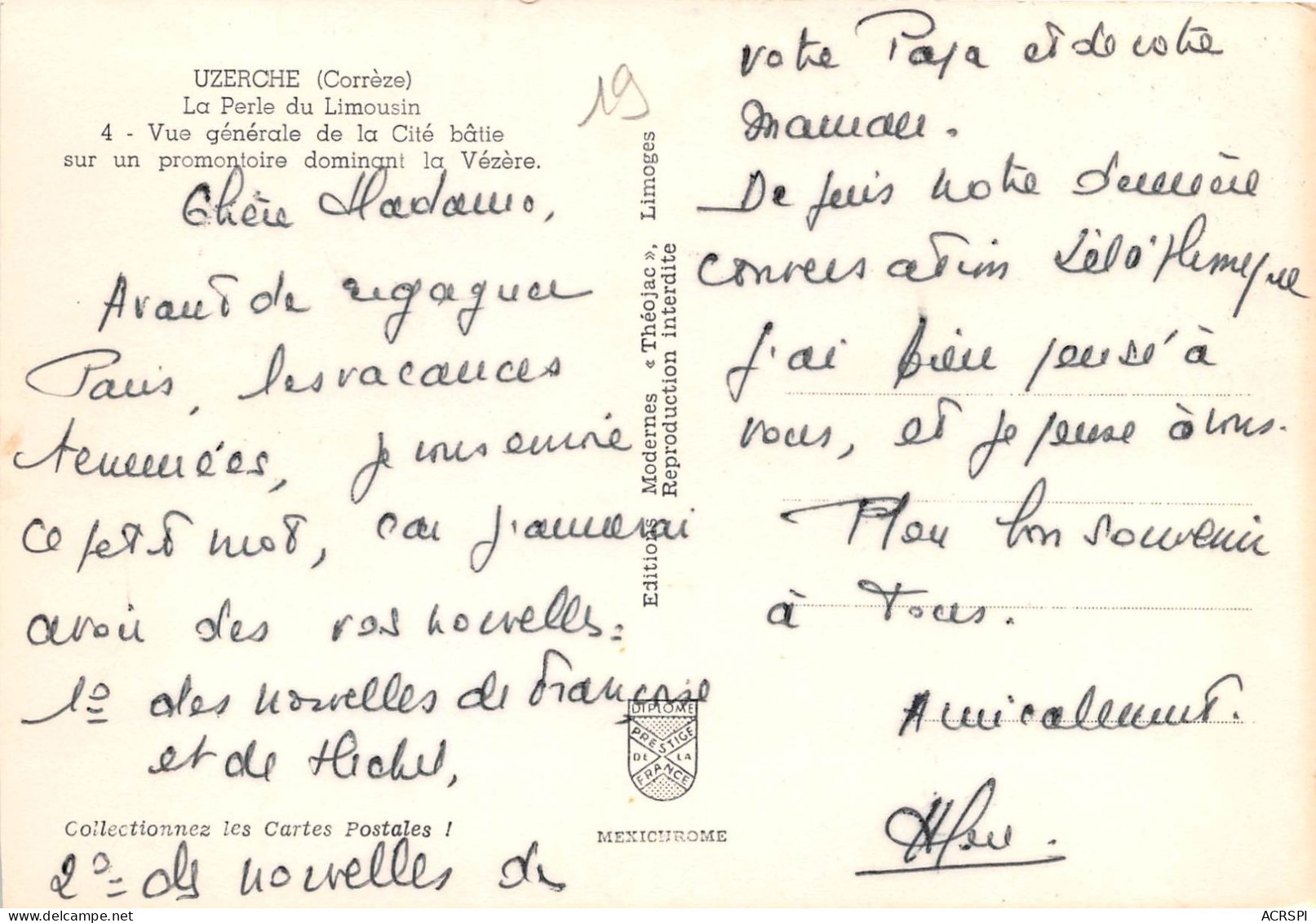 UZERCHE La Perle Du Limousin Vue Generale De La Cite Batie Sur Un Promontoire 17(scan Recto-verso) MA2180 - Uzerche