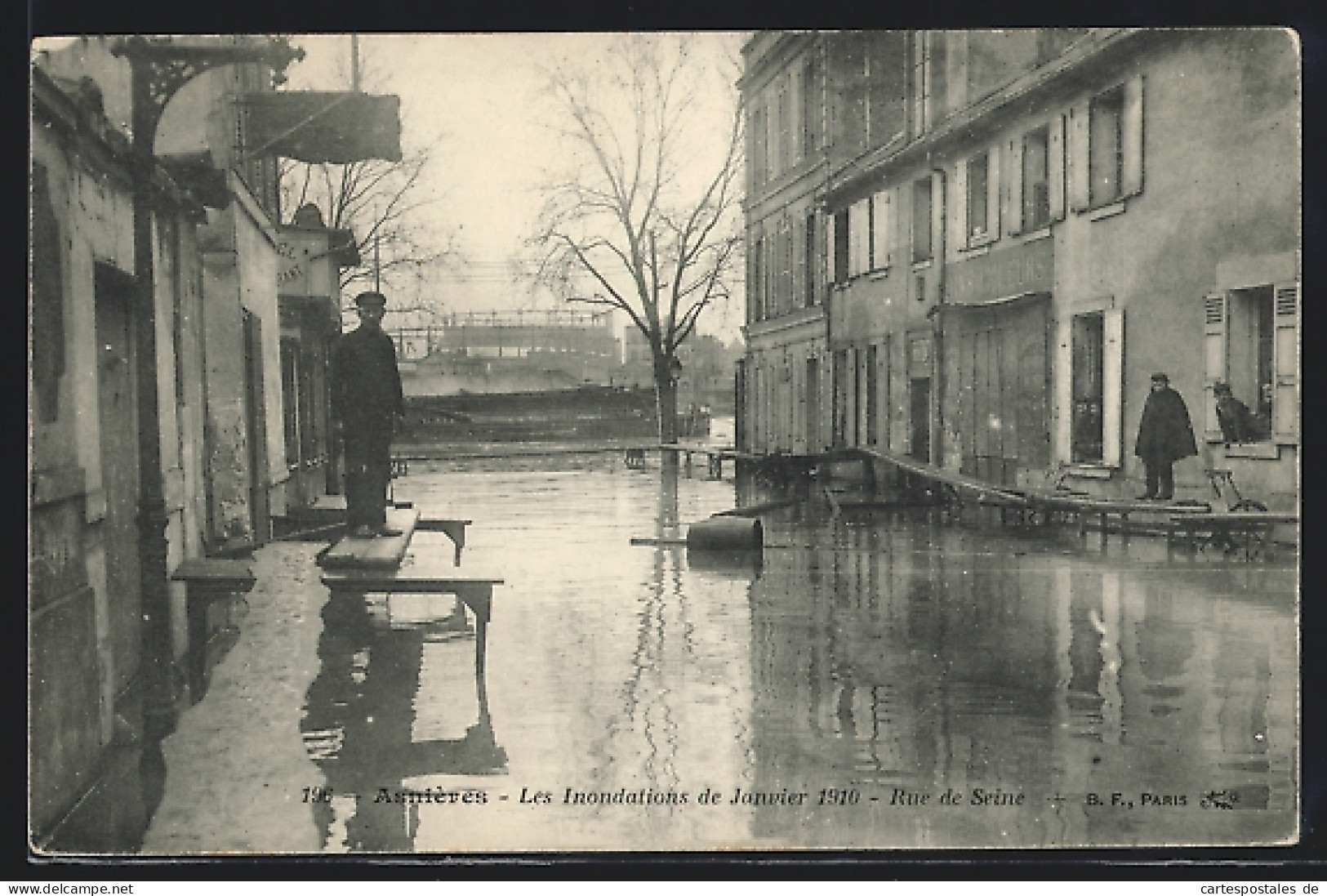 AK Asnières, Crue De La Seine 1910, Rue De Seine  - Inundaciones