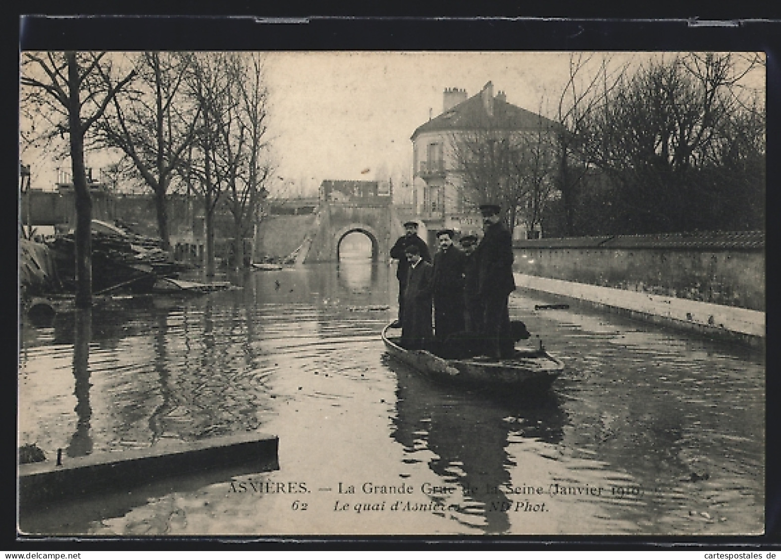 AK Asnières, Crue De La Seine Janvier 1910, Le Quai D`Asnieres  - Floods