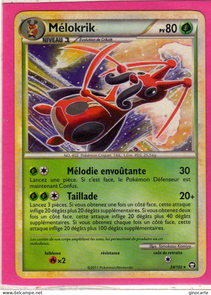 Carte Pokemon Francaise 2011 Heart Gold Triomphe 24/102 Melokrik 80pv Neuve - HeartGold & SoulSilver