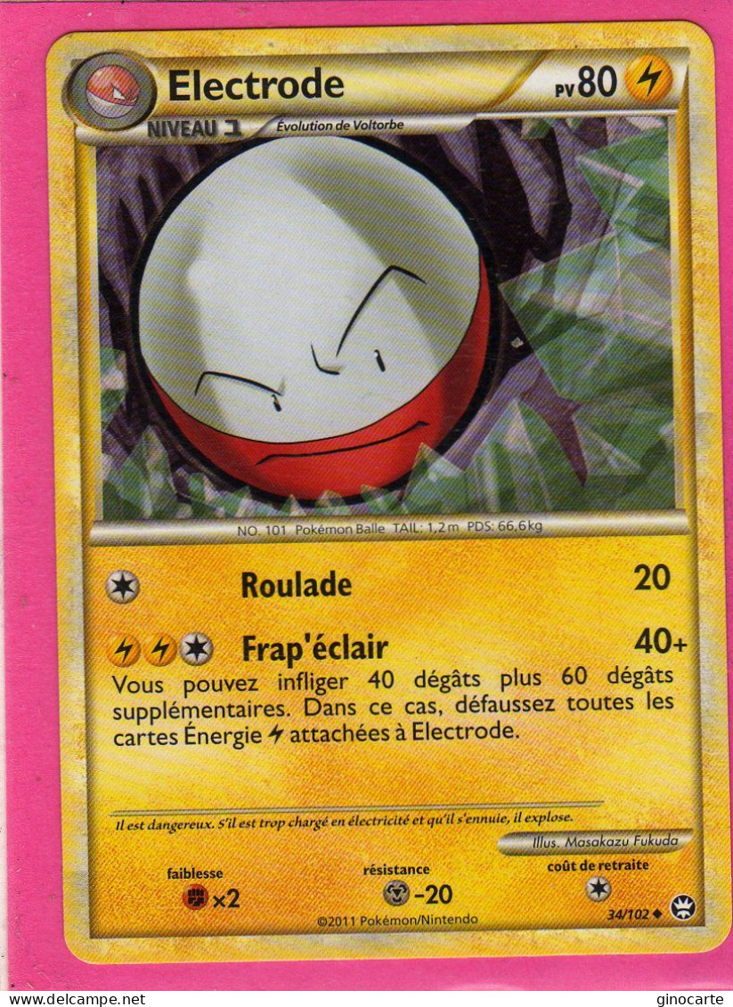 Carte Pokemon Francaise 2011 Heart Gold Triomphe 34/102 Electrode 80pv Neuve - HeartGold SoulSilver