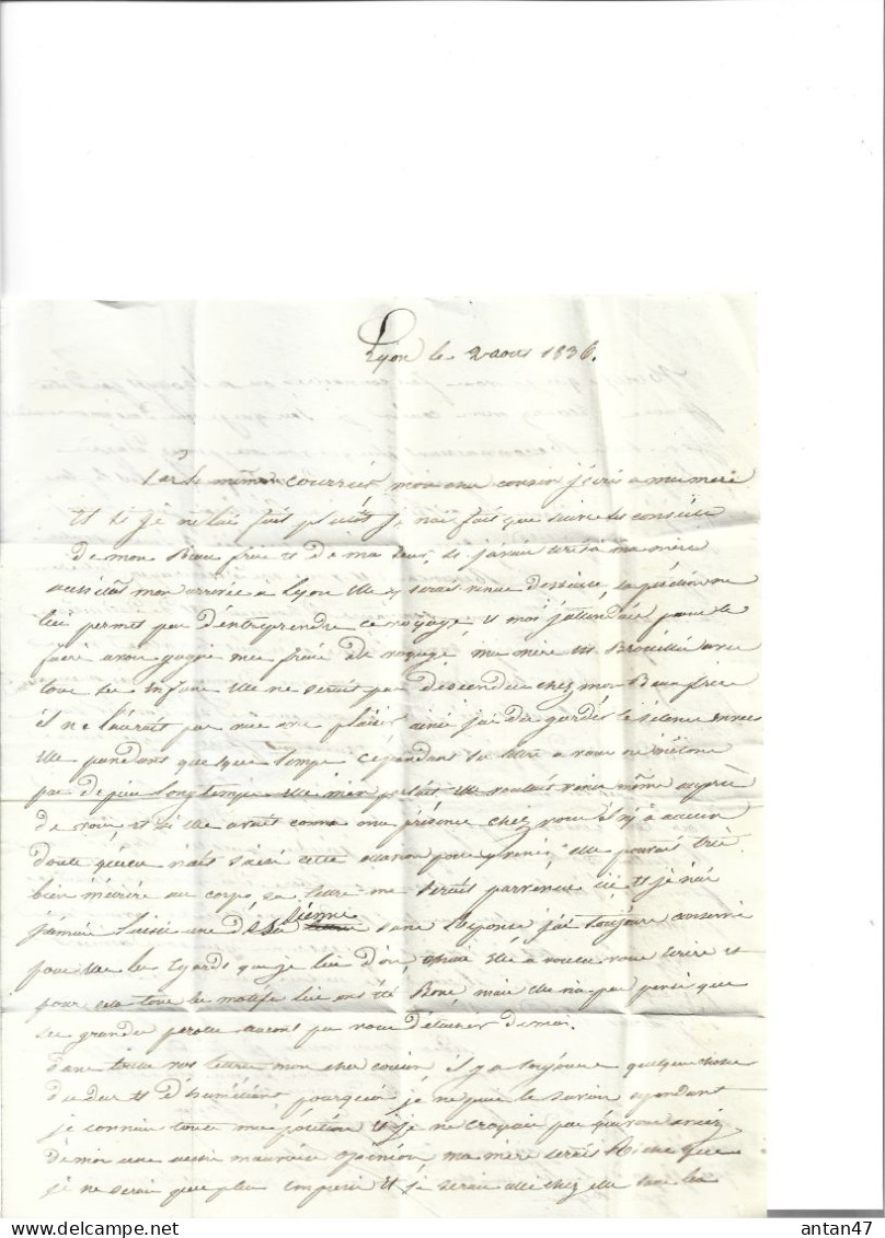 Courrier à Son Cousin 1836 / 69 LYON / SERQUES à TERRE DE PROBY Vers BLETTERANS Parti Pour 25 ORNANS Chez M TESTE - 1800 – 1899