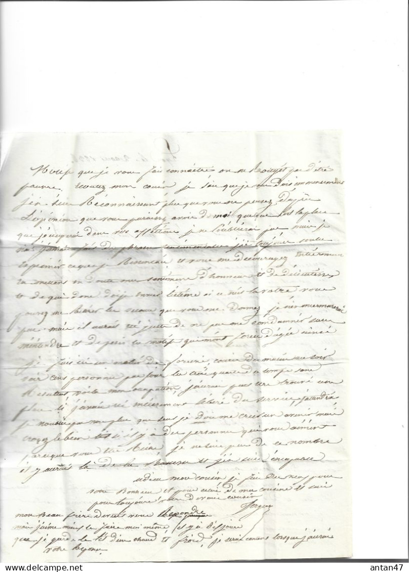 Courrier à Son Cousin 1836 / 69 LYON / SERQUES à TERRE DE PROBY Vers BLETTERANS Parti Pour 25 ORNANS Chez M TESTE - 1800 – 1899