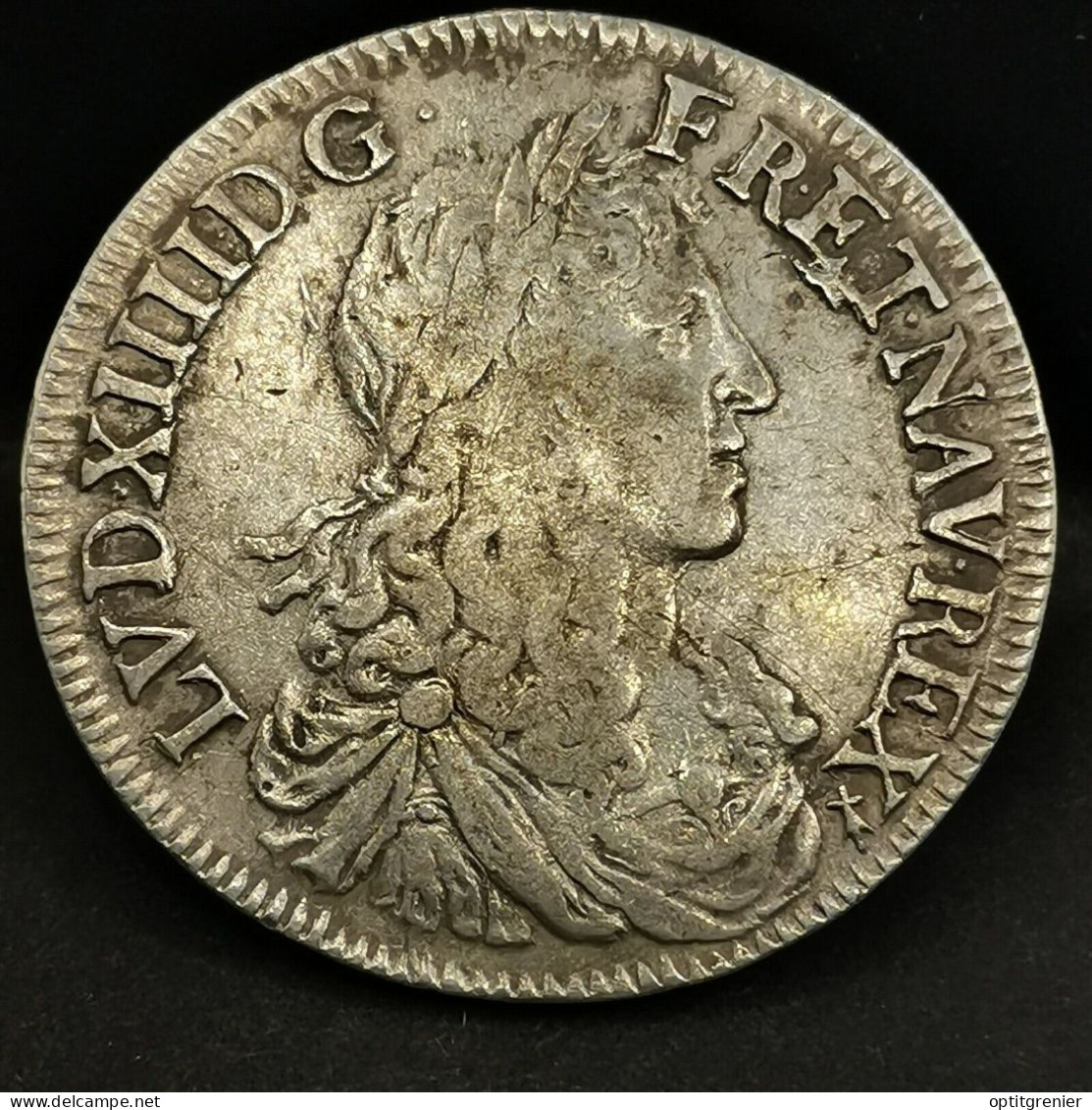 1/2 ECU ARGENT LOUIS XIV AU BUSTE JUVENILE 1660 9 RENNES 33mm13.5g FRANCE SILVER - 1643-1715 Lodewijk XIV De Zonnekoning