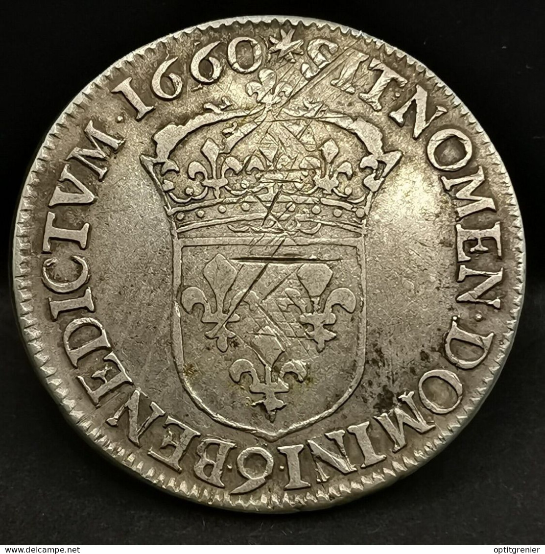 1/2 ECU ARGENT LOUIS XIV AU BUSTE JUVENILE 1660 9 RENNES 33mm13.5g FRANCE SILVER - 1643-1715 Luigi XIV El Re Sole