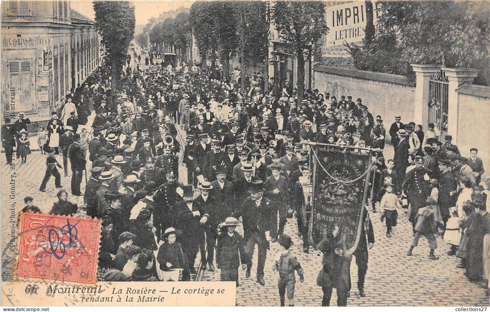 93-MONTREUIL- LA ROSIERE LE CORTEGE SE RENDANT A LA MAIRIE - Montreuil