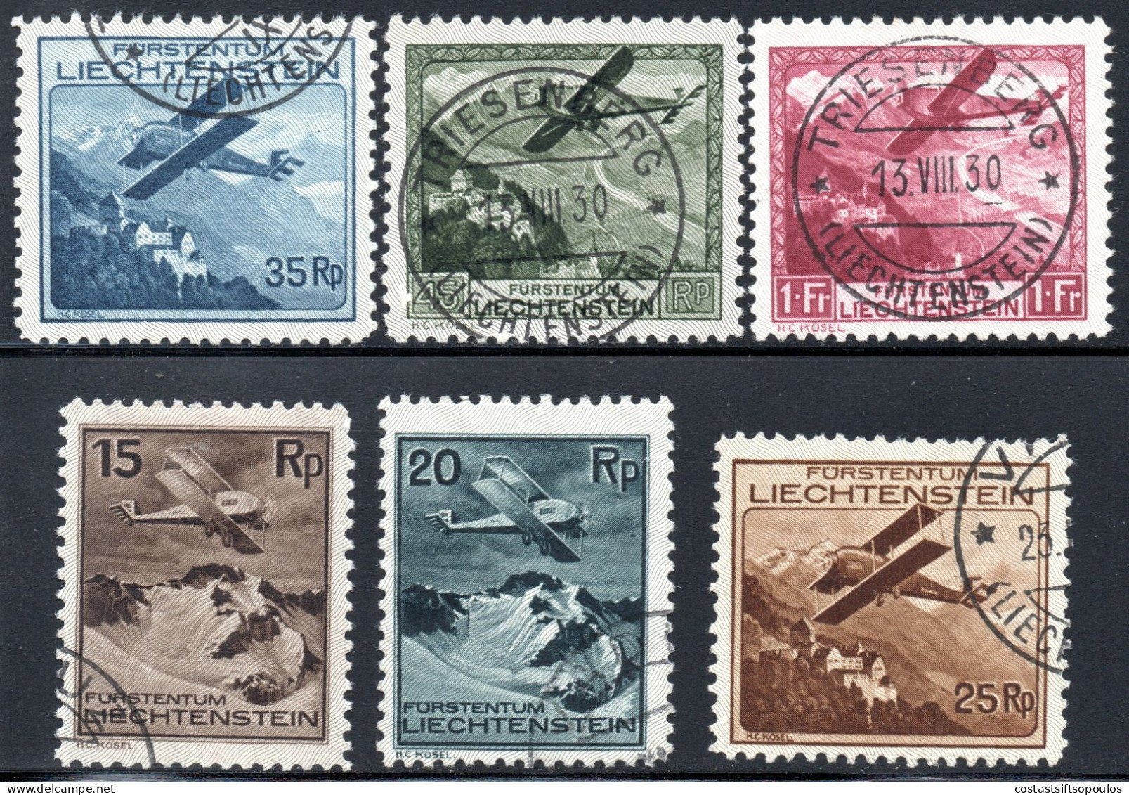 2792. LIECHTENSTEIN. 1930 AIR POST # C1-C6. MICH.108-113 - Aéreo