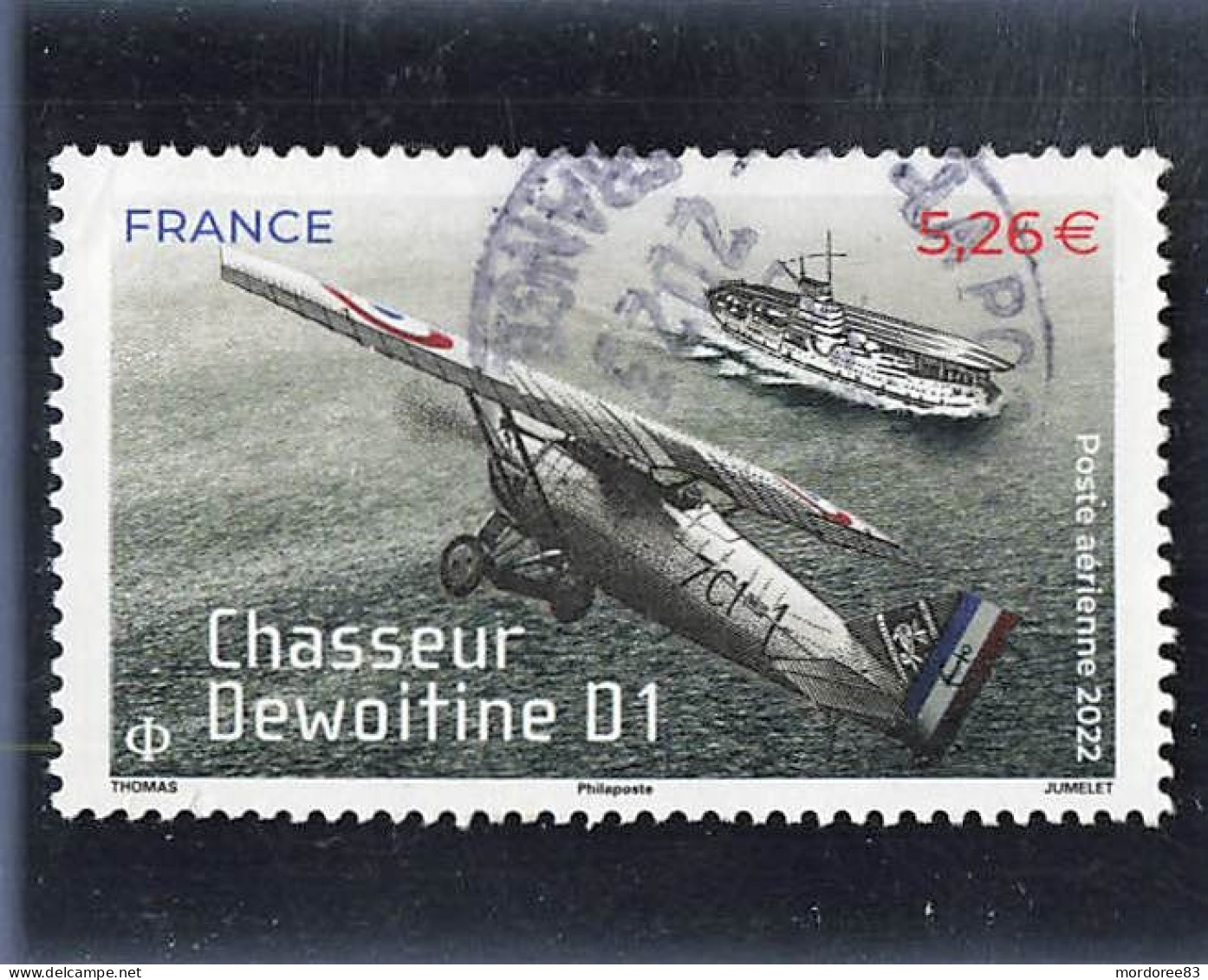 FRANCE 2022 CHASSEUR DEWOITINE D1 YT PA 92 OBLITERE (note) - 1960-.... Covers & Documents