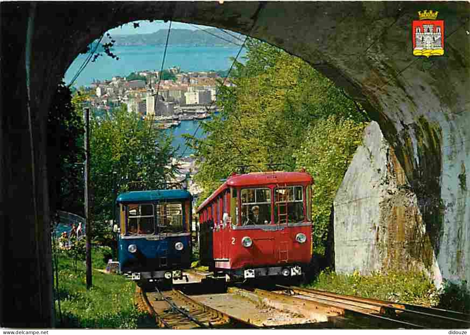 Trains - Funiculaires - Norvège - Bergen - The Funicular Railway To Mount Floyen - Blasons - Carte Neuve - CPM - Voir Sc - Seilbahnen