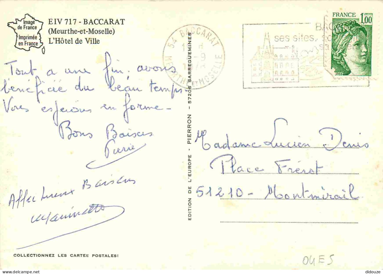 54 - Baccarat - Hôtel De Ville - CPM - Voir Scans Recto-Verso - Baccarat