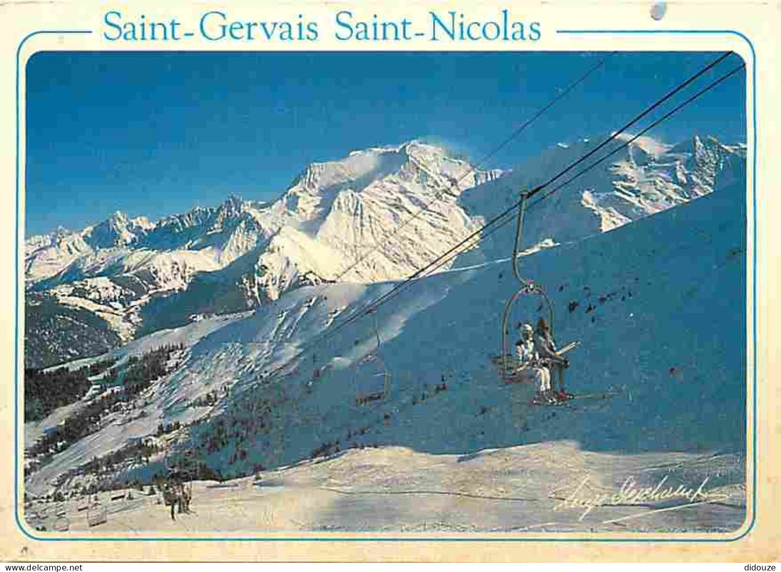 74 - Saint Gervais Les Bains - La Chaine Du Mont Blanc Depuis La Croix Du Christ - Hiver - Neige - Télésiège - Flamme Po - Saint-Gervais-les-Bains