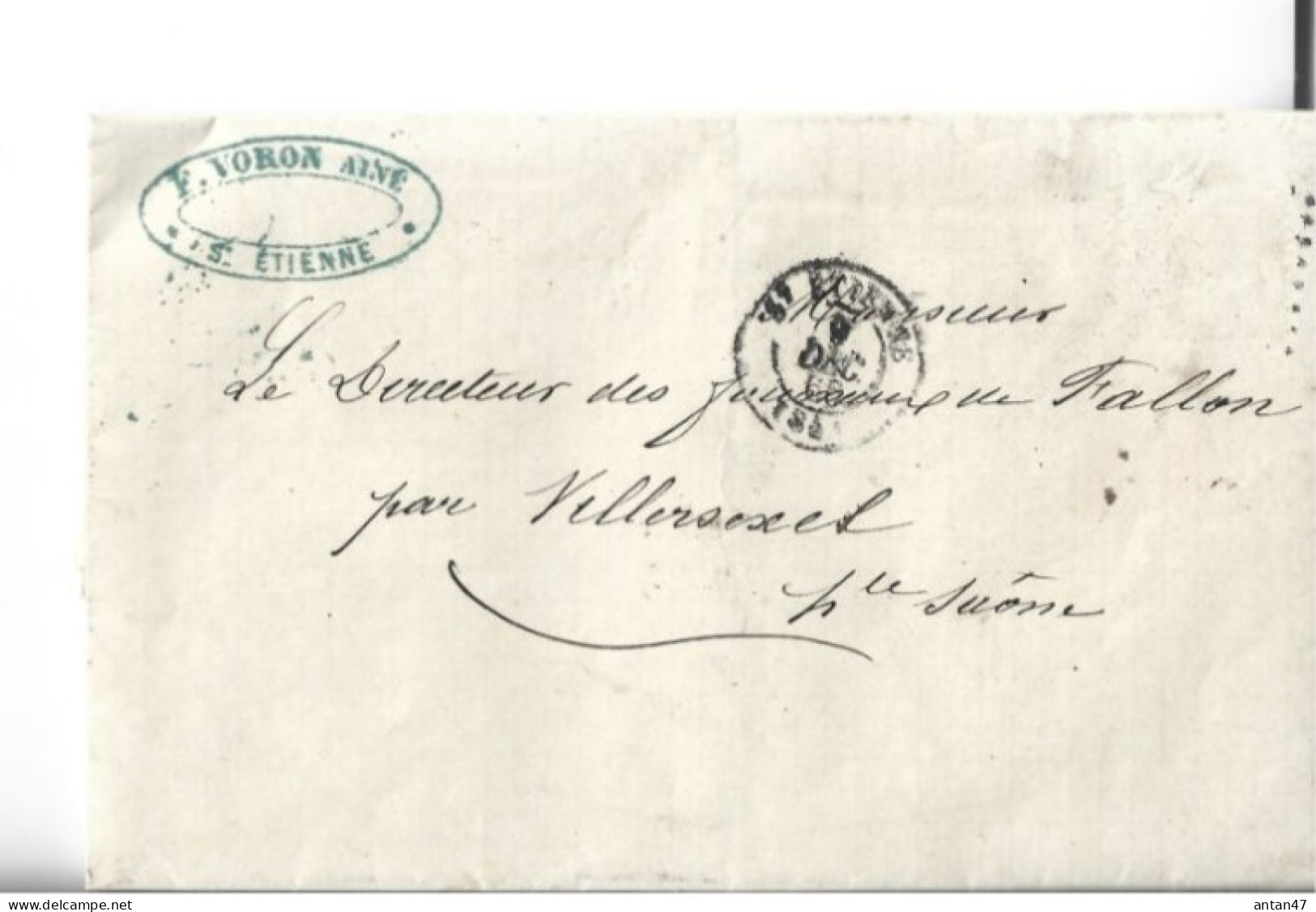 Courrier 1866 / 44 SAINT ETIENNE Fabrique De Cokes VORON  Pour Usine De FALLON 70 - 1800 – 1899