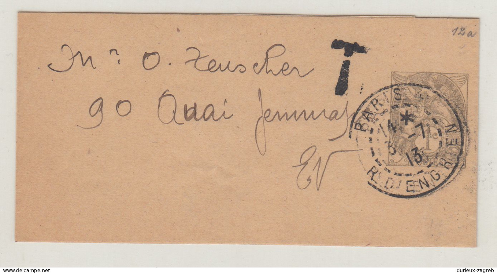 France Postal Stationery Newspaper Wrapper Posted 1913 - Taxed? B240401 - Kranten