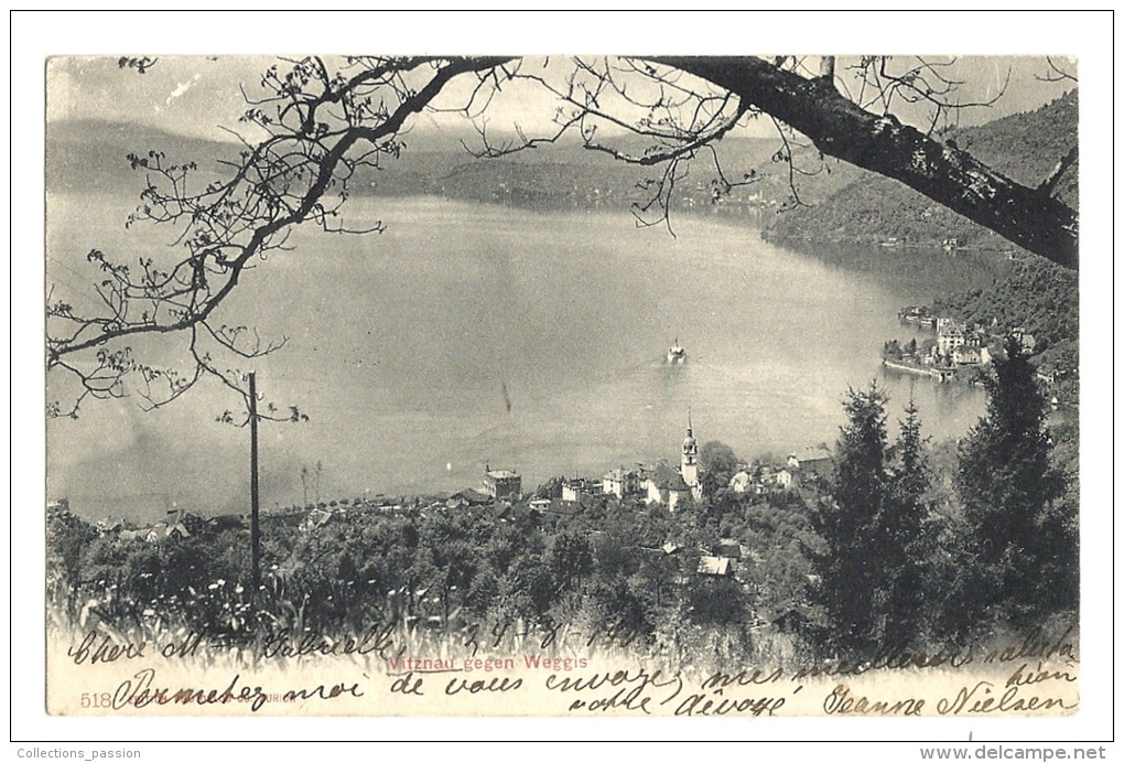 Cp, Suisse, Vitznau Gegen Weggos; Voyagée 1903 - Vitznau