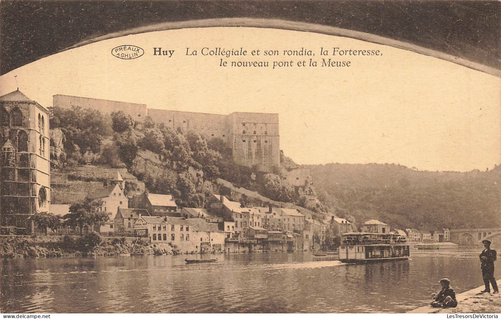 BELGIQUE - Huy - La Collégiale Et Son Rondia, La Forteresse, Le Nouveau Pont Et La Meuse - Carte Postale Ancienne - Hoei