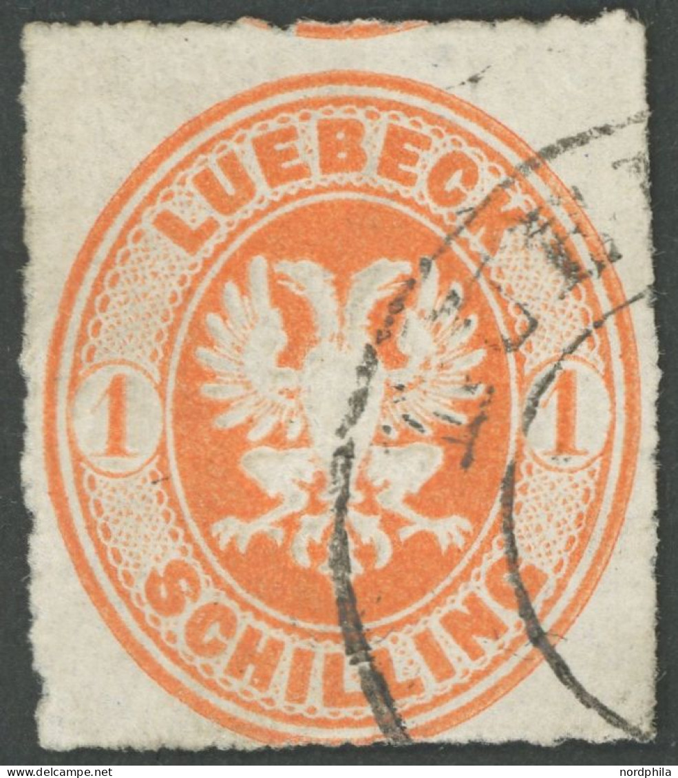 LÜBECK 9A O, 1863, 1 S. Rötlichorange, Feinst, Mi. 200.- - Lubeck