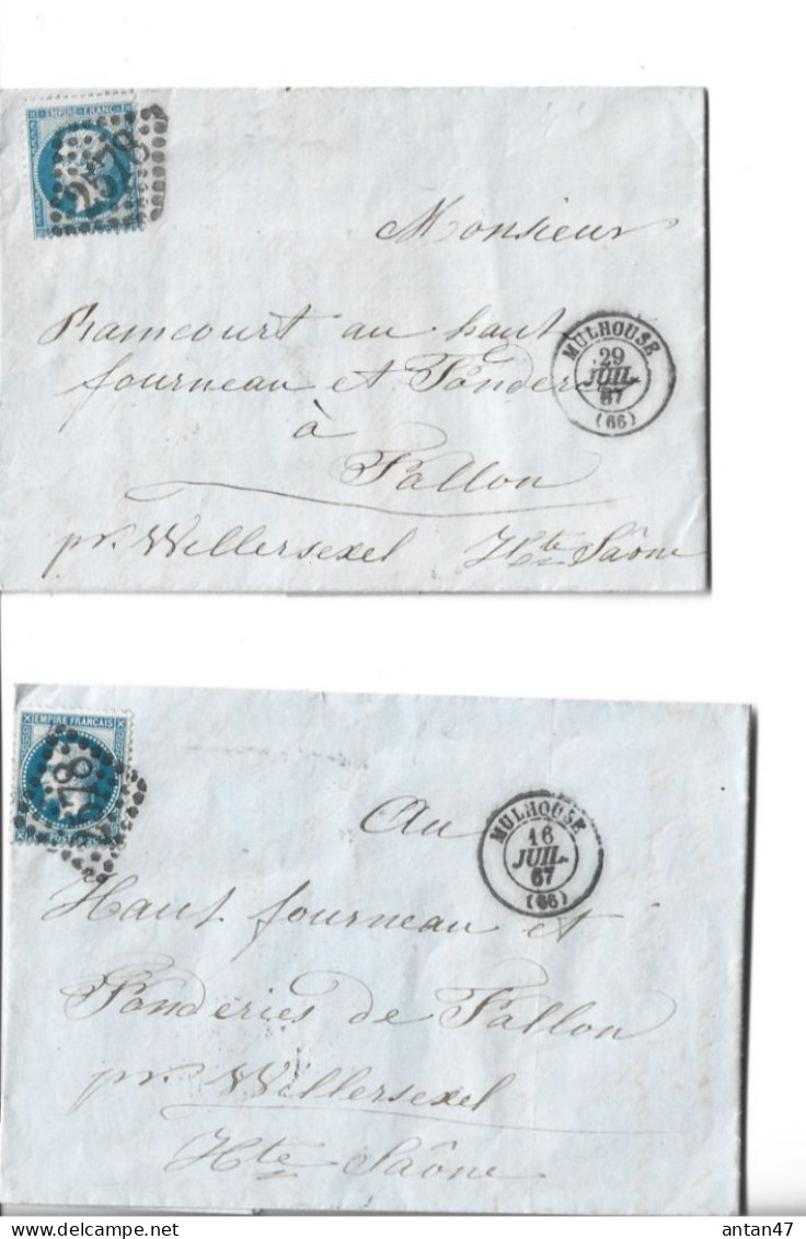 2 Courriers 1867 / 68 MULHOUSE / IQUES BING Commande De Fourneaux à Usine FALLON 70 - 1800 – 1899