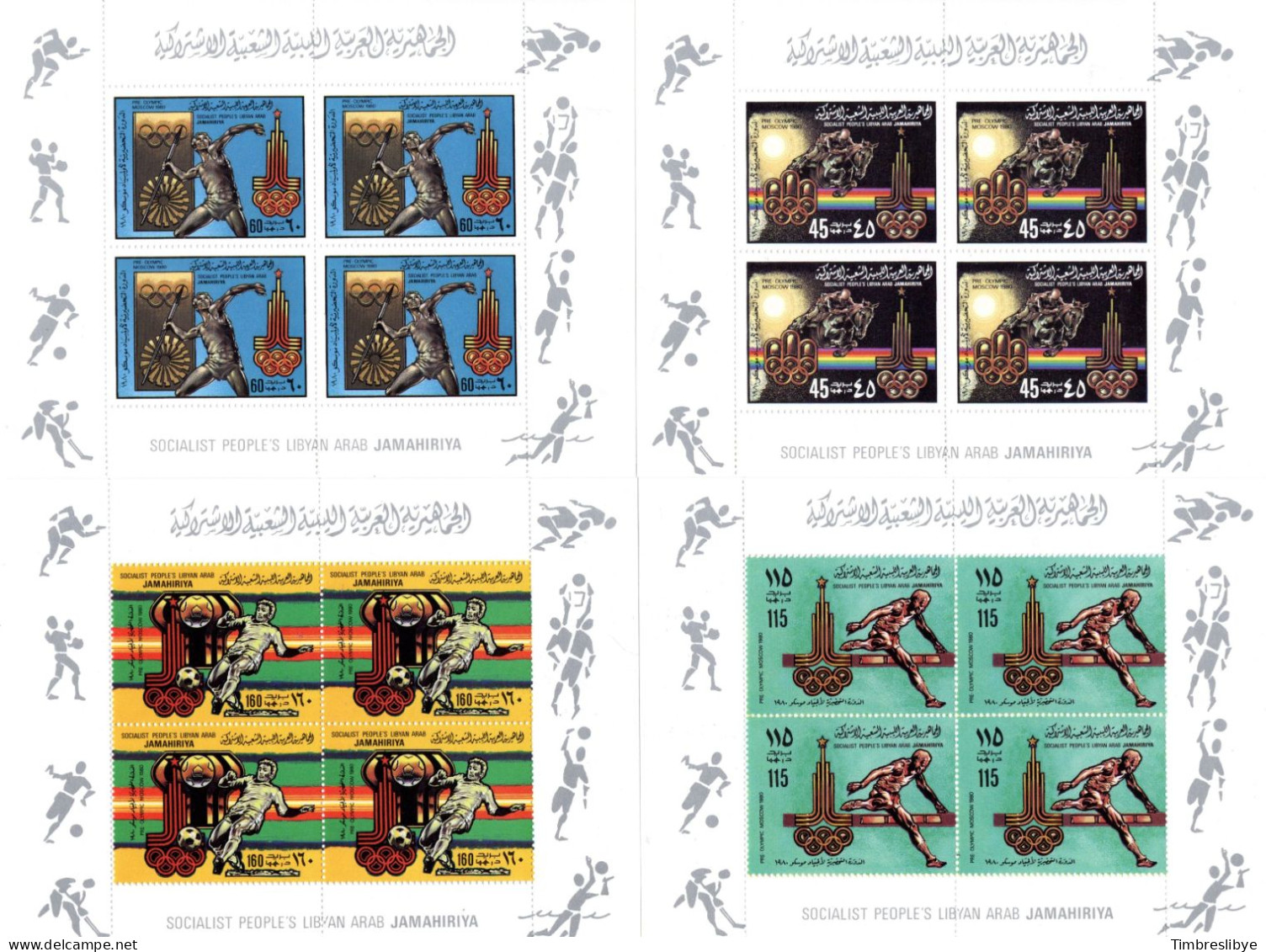 LIBYA 21.11.1979; Jeux Olympique D'été à Moscow; Michel-N° 767 IIA + 770 II A, Minifeuillet ; MNH, Neuf ** - Libya