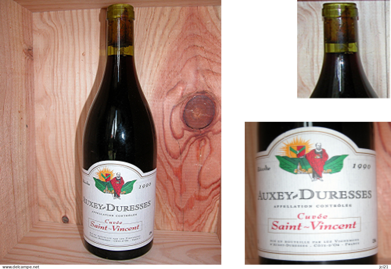 INTROUVABLE - Bouteille De Vin AUXEY-DURESSES Rouge 1990 " Cuvée Saint-Vincent "  - (_Dv6) - Wine