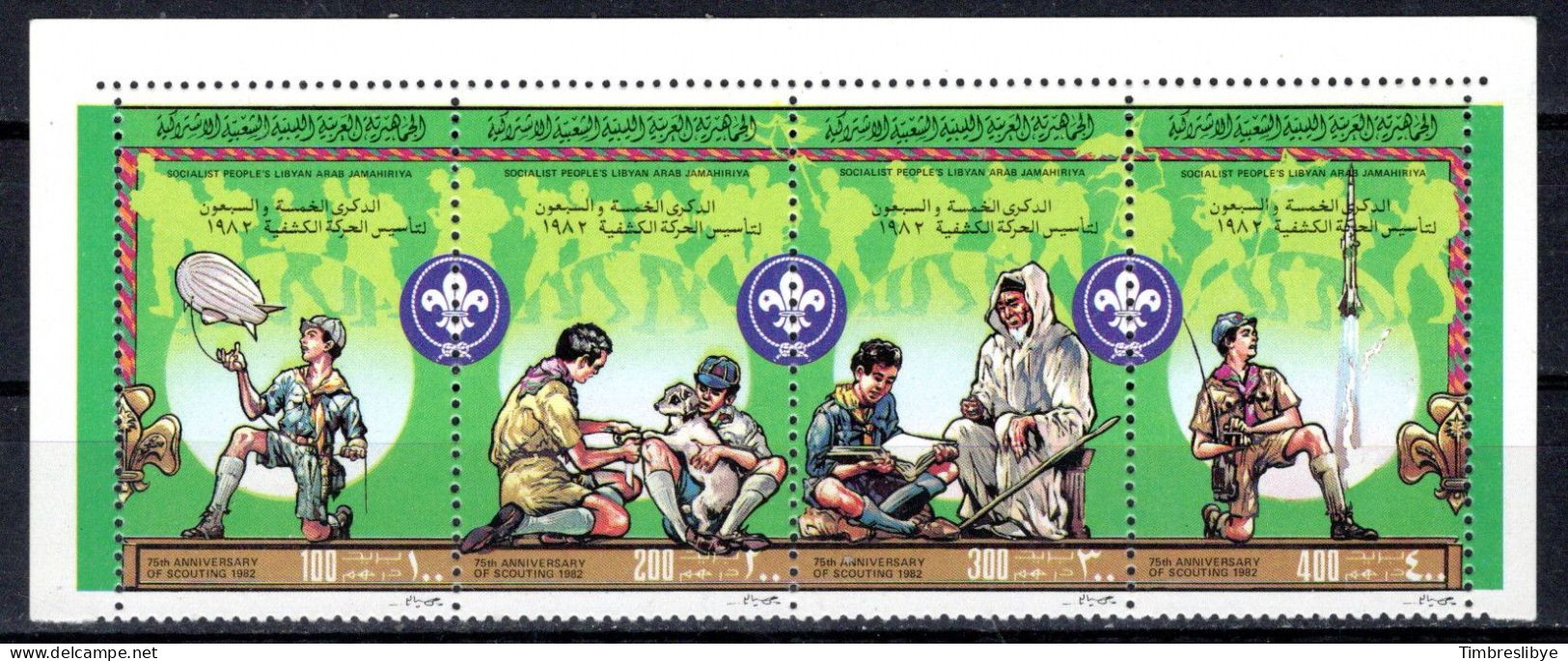 LIBYA 2.3.1982;75e Anniversaire Scouts; Michel-N° 980 - 983; MNH, Neuf ** - Libyen