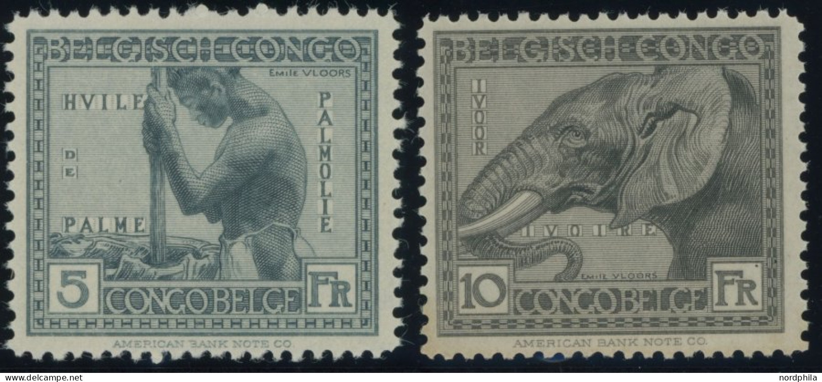 BELGISCH-KONGO 76/7 **, 1924, 5 Und 10 Fr. Kongo, Gummi Teils Etwas Gebräunt Sonst Pracht - Andere & Zonder Classificatie