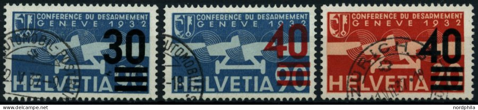 SCHWEIZ BUNDESPOST 291-93,310 O, 1936/7, Flugpostmarken, 4 Pachtwerte, Mi. 67.- - Gebraucht