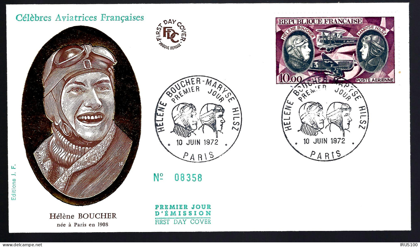 FDC - MARYSE HILSZ / HELENE BOUCHER - LEVALLOIS-PERRET / PARIS - LES 2 ENVELOPPES - POSTE AÉRIENNE  - 1970-1979