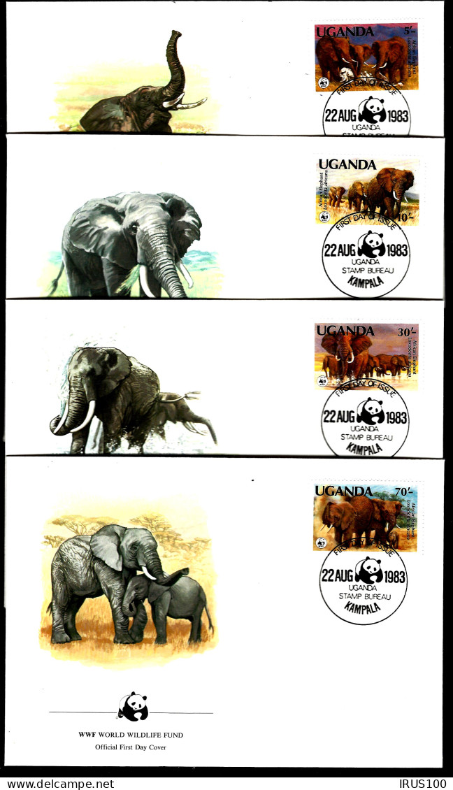 UGANDA - THÈME ÉLÉPHANT - SÉRIE COMPLÈTE - FDC 4 ENVELOPPES -  - Elefanten