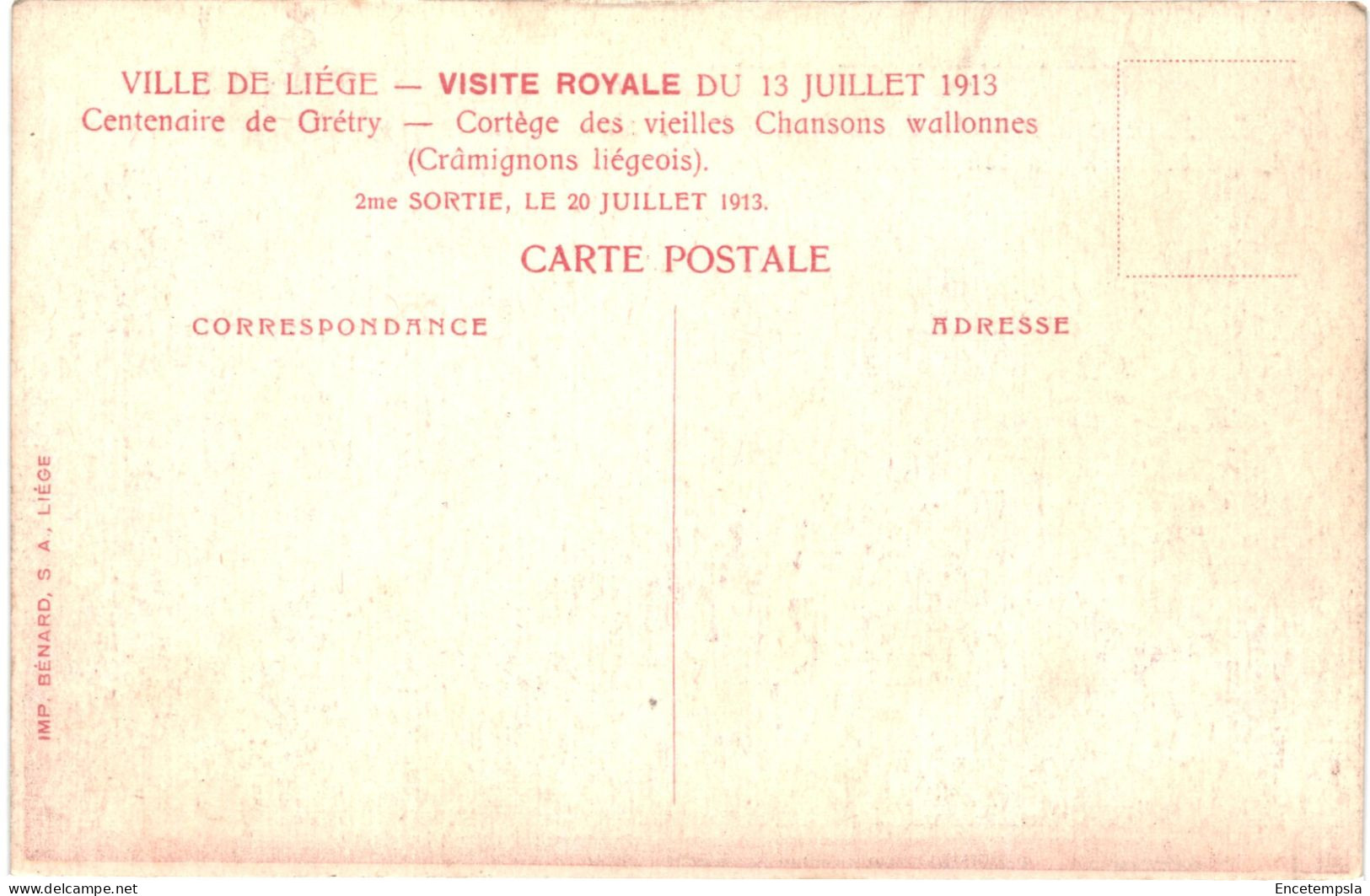 CPA Carte Postale Chromo De Auguste Javaux, Liège 1913, Glorification De Gretry Animée VM79047 - Liege