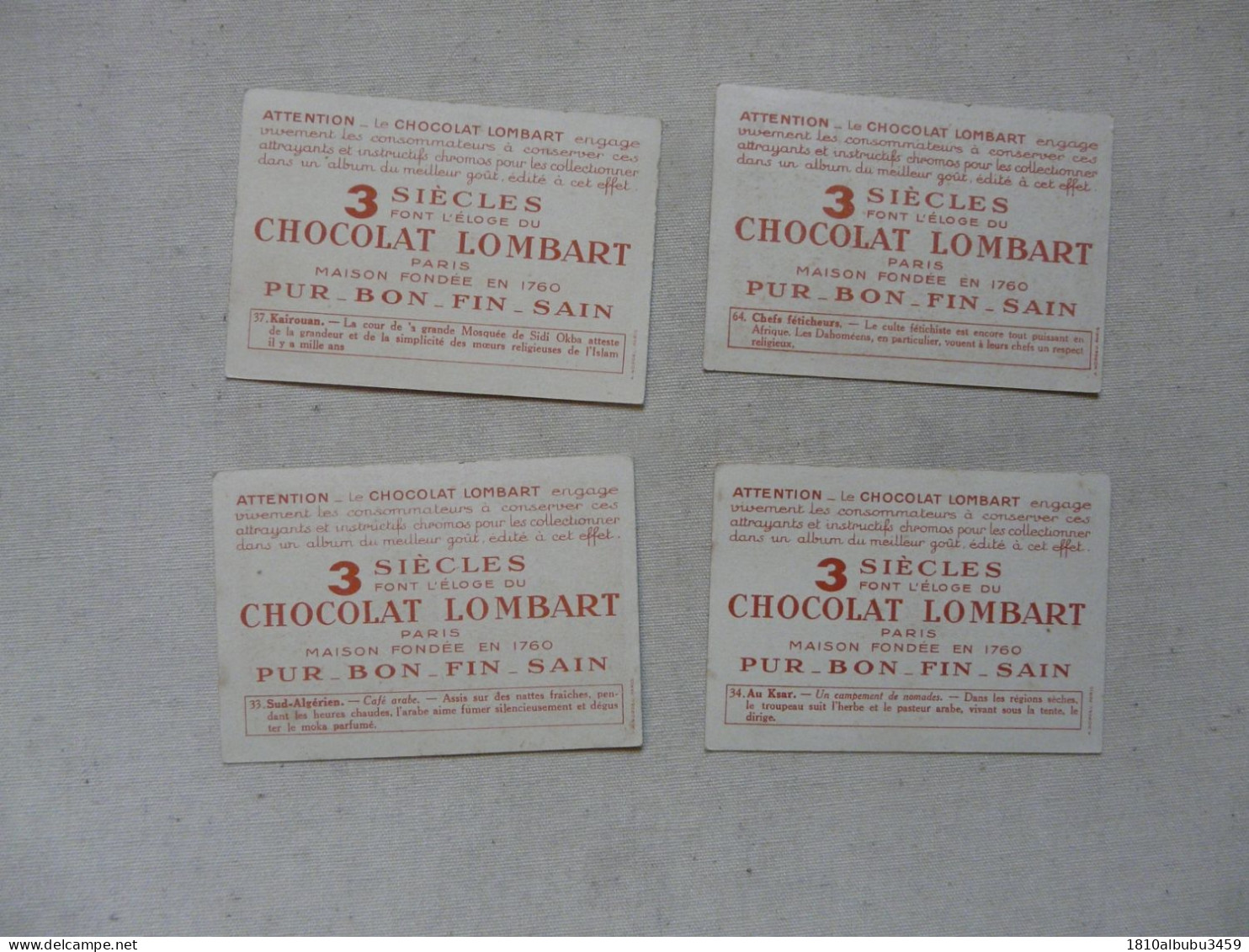 Un Lot De 4 Chromos - Chocolat LOMBART - Lombart