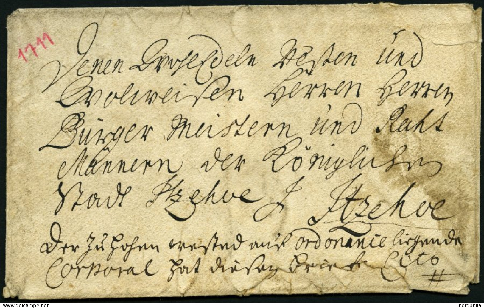 SCHLESWIG-HOLSTEIN - ALTBRIEFE 1711, Cito-Briefhülle Aus Itzehoe An Die Herren Bürgermeister Und Ratsmänner Der Königl.  - Schleswig-Holstein