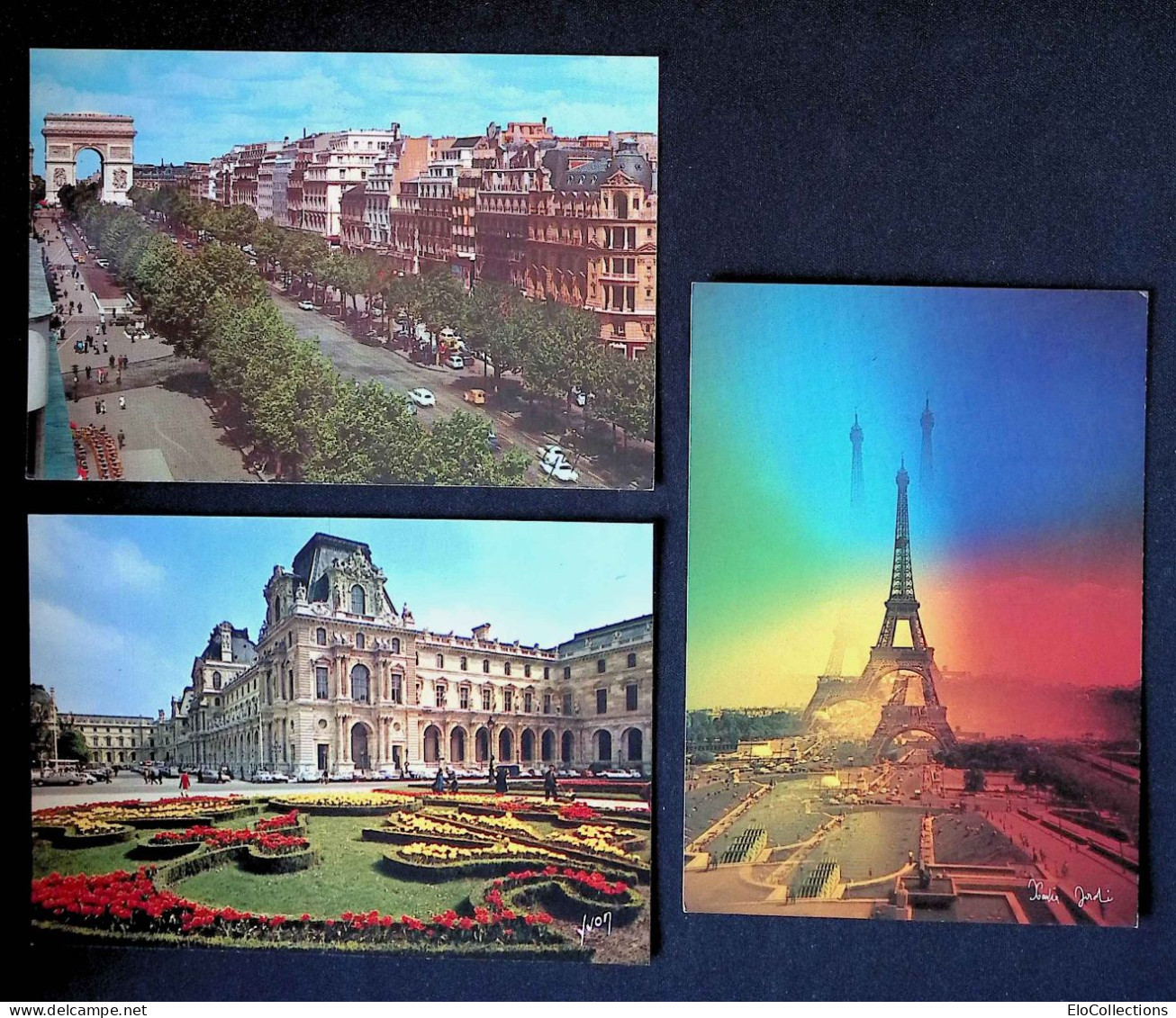 Cp, 75, Paris, Champs Elysées, Arc De Triomphe, Tour Eiffel, Palais Du Louvre... , LOT DE 7 CARTES POSTALES - 5 - 99 Postcards