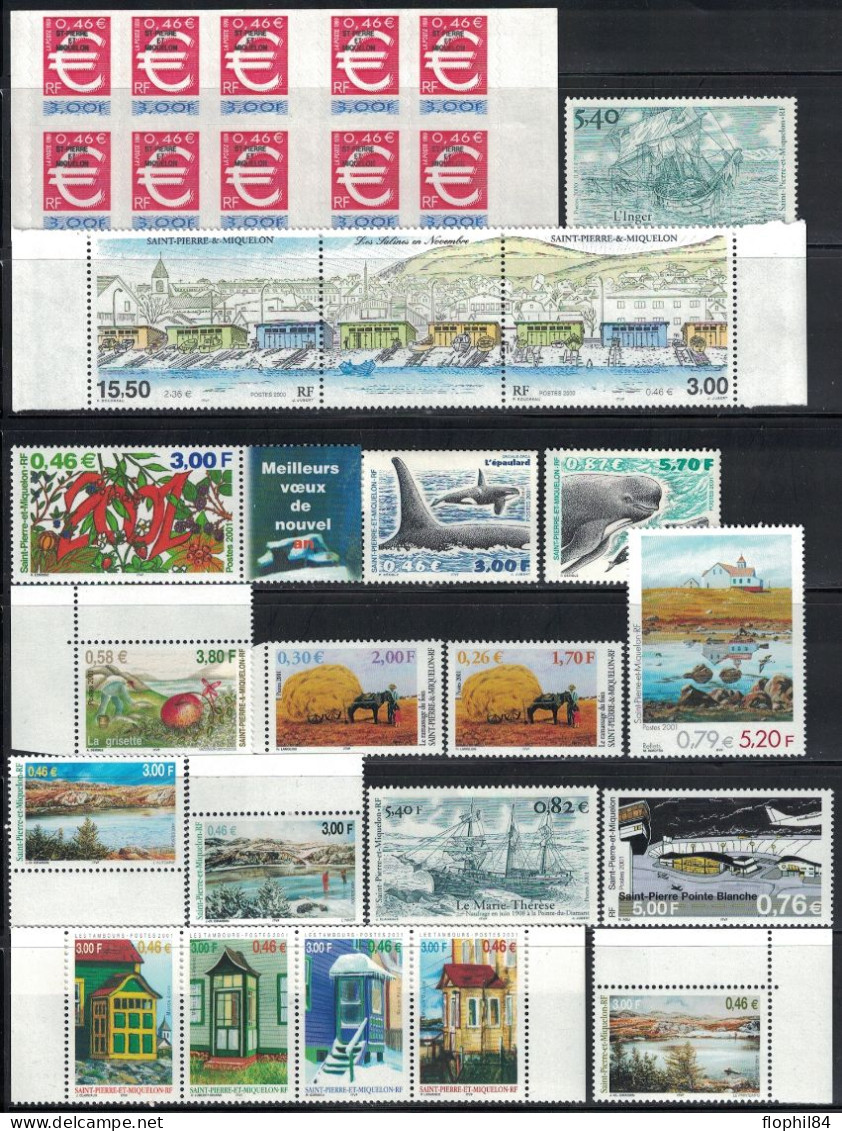 ST PIERRE ET MIQUELON - ENSEMBLE DE TIMBRES DE L'ANNEE 1999 A 2001 - NEUF - FACIALE 28€83. - Unused Stamps