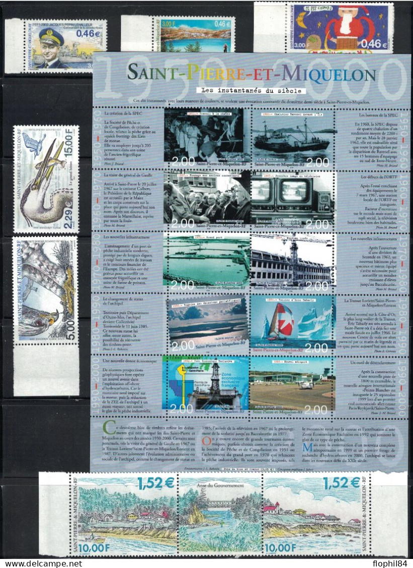 ST PIERRE ET MIQUELON - ENSEMBLE DE TIMBRES DE L'ANNEE 1999 A 2001 - NEUF - FACIALE 28€83. - Unused Stamps