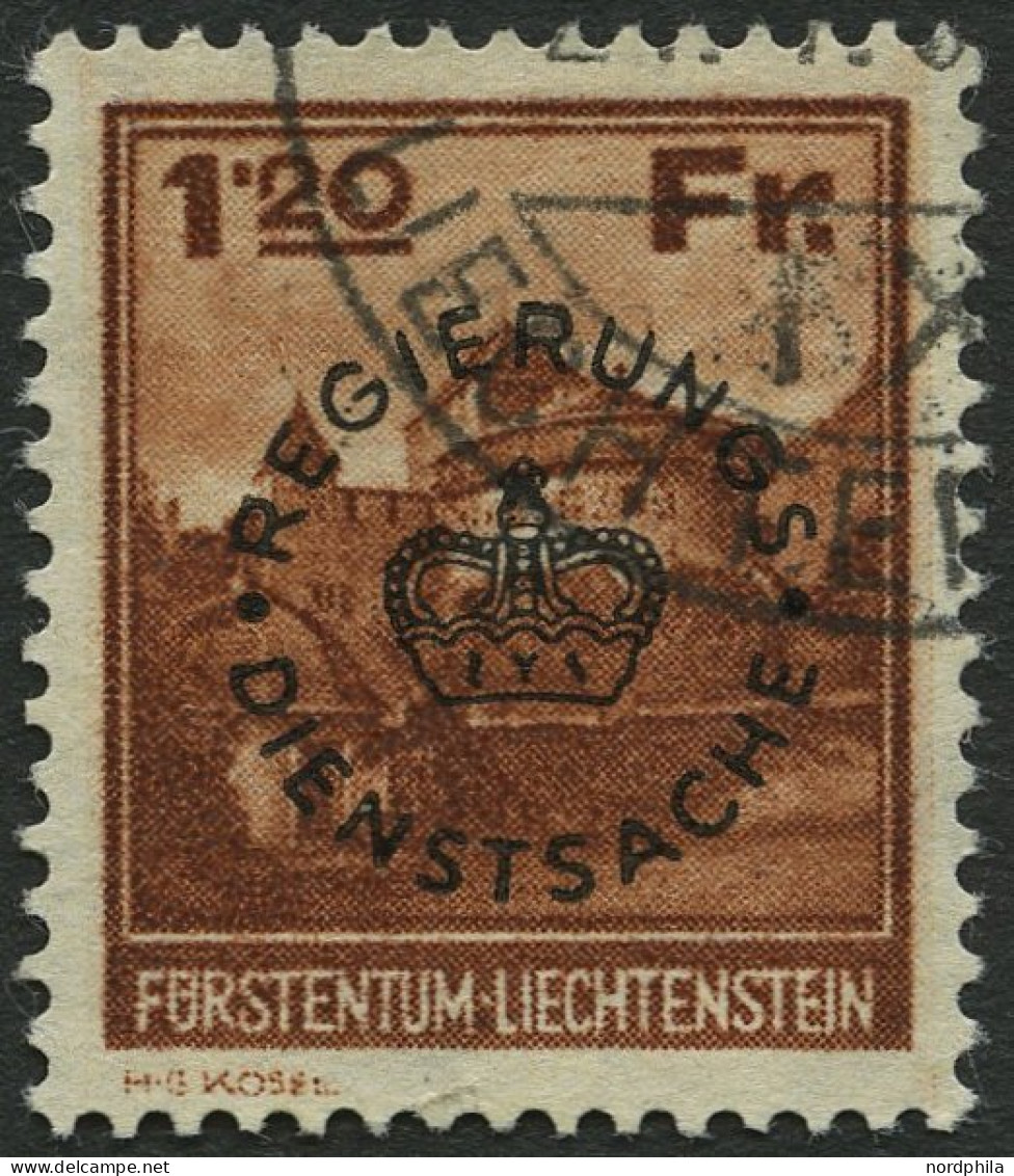 DIENSTMARKEN D 10 O, 1933, 1.20 Fr. Burg Vaduz, Pracht, Mi. 410.- - Dienstzegels